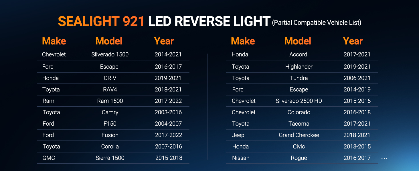 SEALIGHT 921 912 LED Bulb Reverse Lights super bright T15 906 W16W 922 backup lights