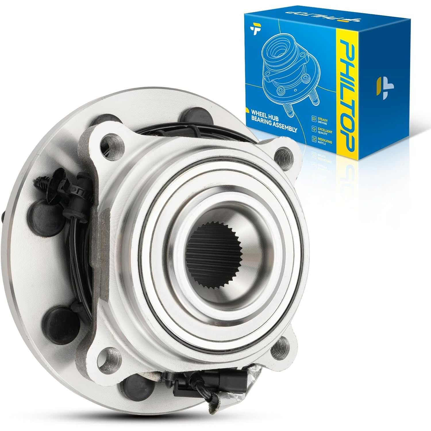 PHILTOP 515162 Front Wheel Bearing and Hub Assembly for 2014-2018 2500, 2013-2018 3500 8 Lugs W/ABS