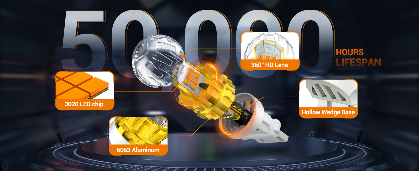 SEALIGHT 3156 3157 LED Bulb Amber Yellow Turn Signal Lights