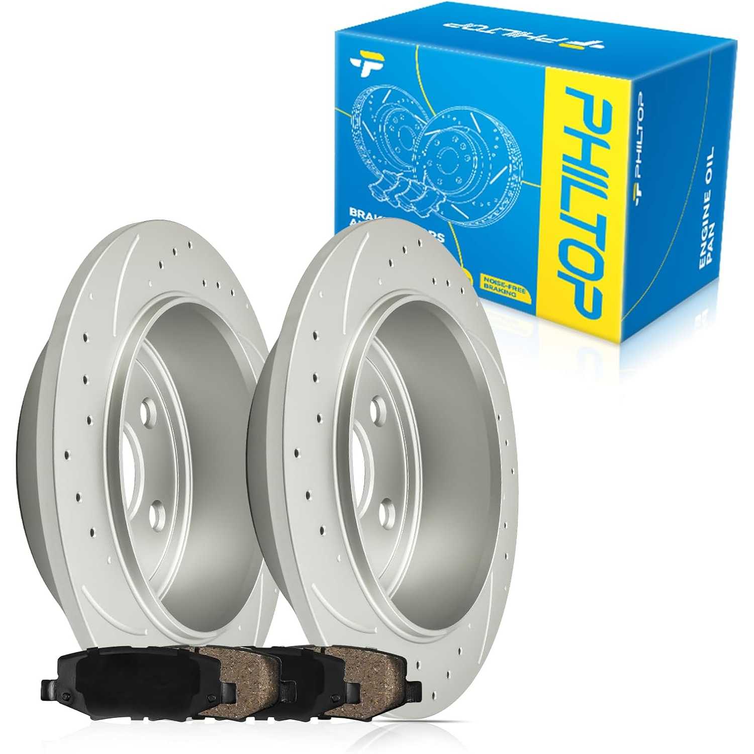 PHILTOP Rear Jeep Wrangler Brake Kit Fit for 2007 2008 2009 2010 2011 2012 2013 2014 2015 2016 2017, Brakes Rotors and Ceramic B