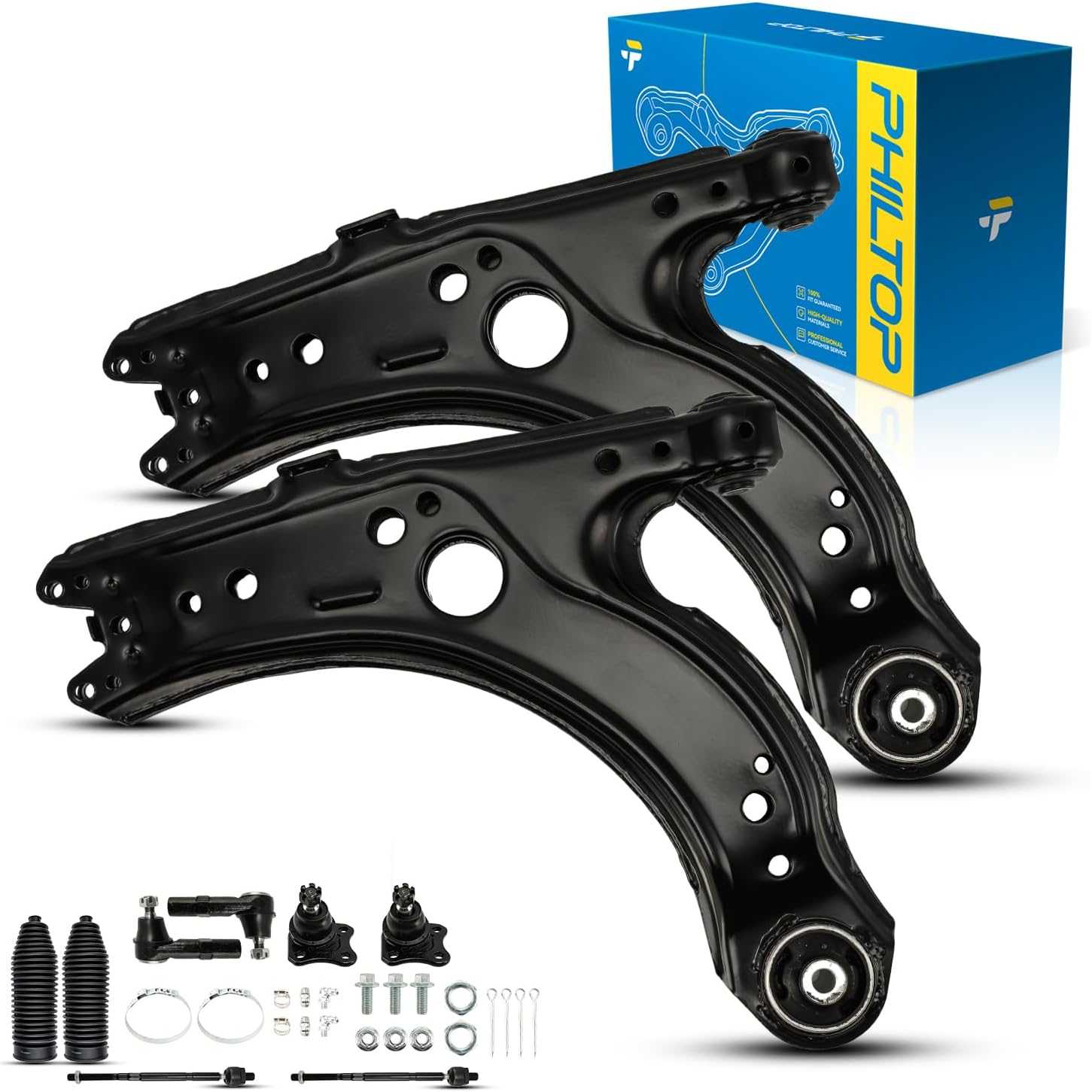 PHILTOP Set of 10 Front Upper Control Arm & Ball Joint Assembly,Compatible with 1999-2005 Jetta 1999-2005 Golf 1998-2007 Bee