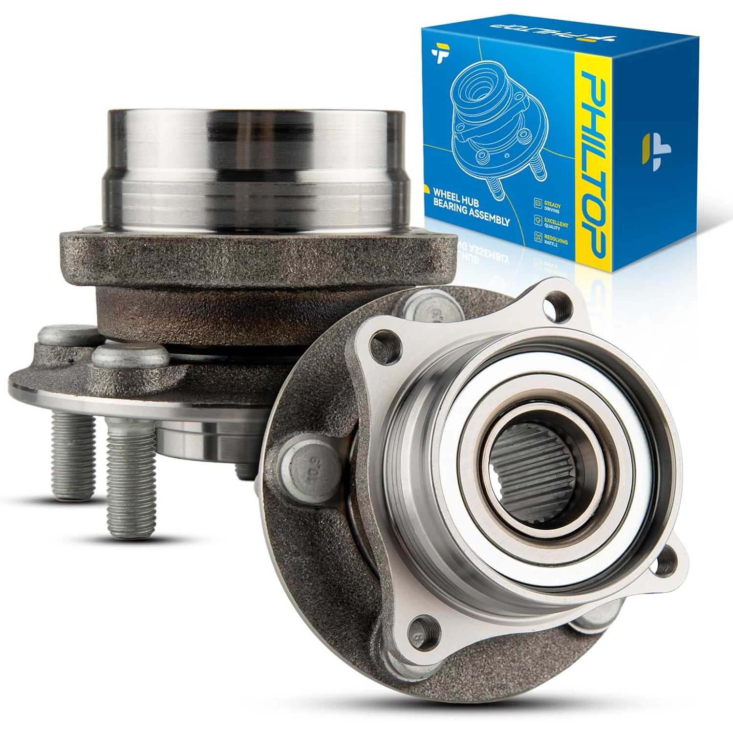 PHILTOP 513265 Pair Front Wheel Bearing and Hub Assembly for 2004-2009 Toyota Prius 5 Lugs