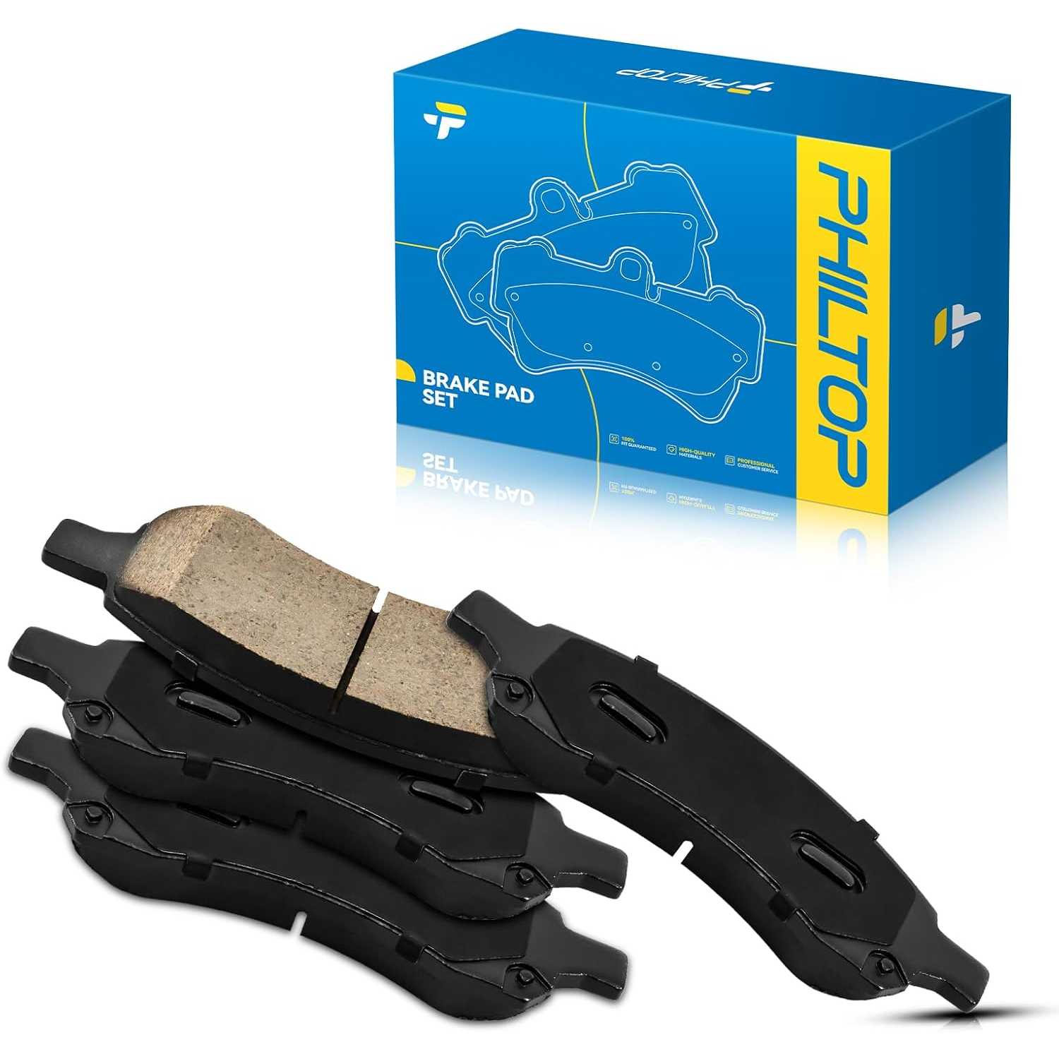 PHILTOP D1169 Front Ceramic Disc Brake Pads Set Compatible with Chevrolet 2009-2017 Traverse, GMC 2007-2016 Acadia, Buick 2008-2