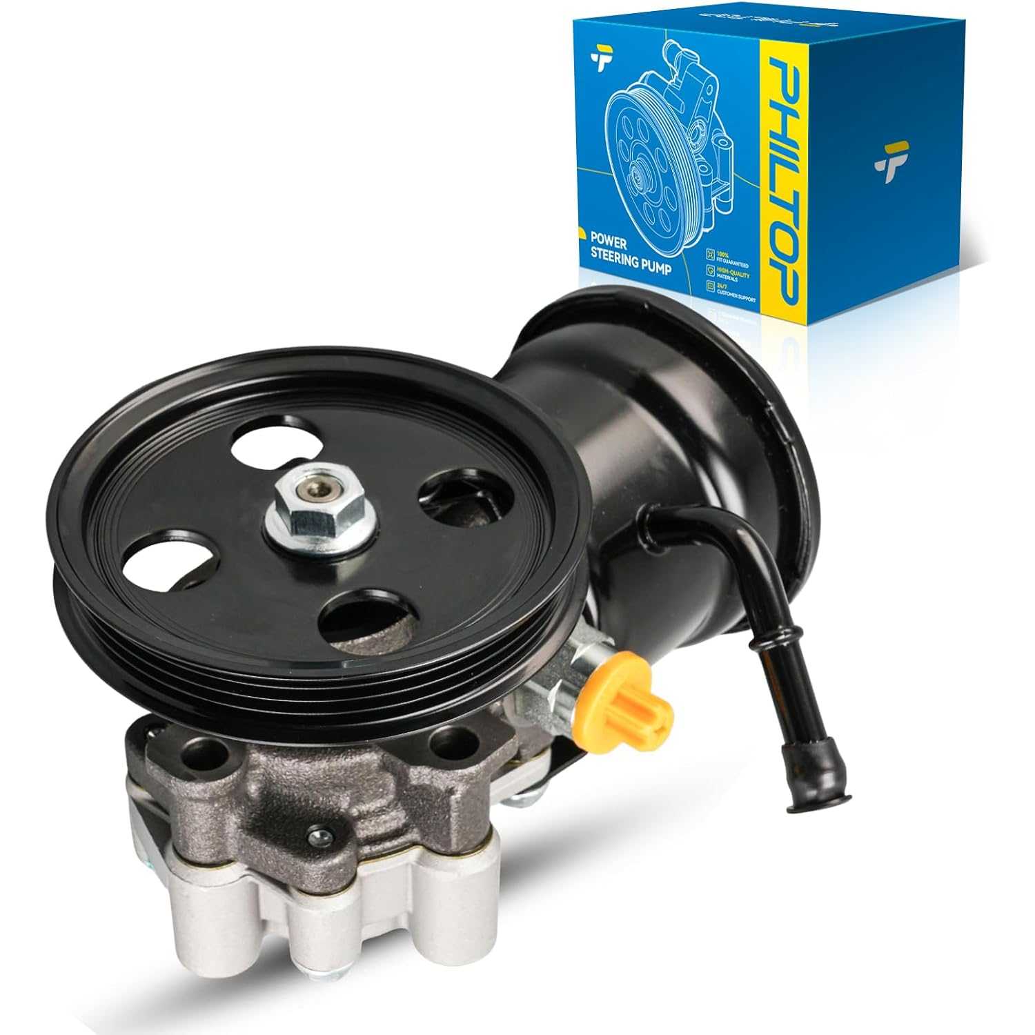 PHILTOP 215228 Power Steering Pump with Reservoir & Pulley, Fit for 1996-2000 4Runner 2.7L, 1997-2001 Tacoma, Replace OE 21-
