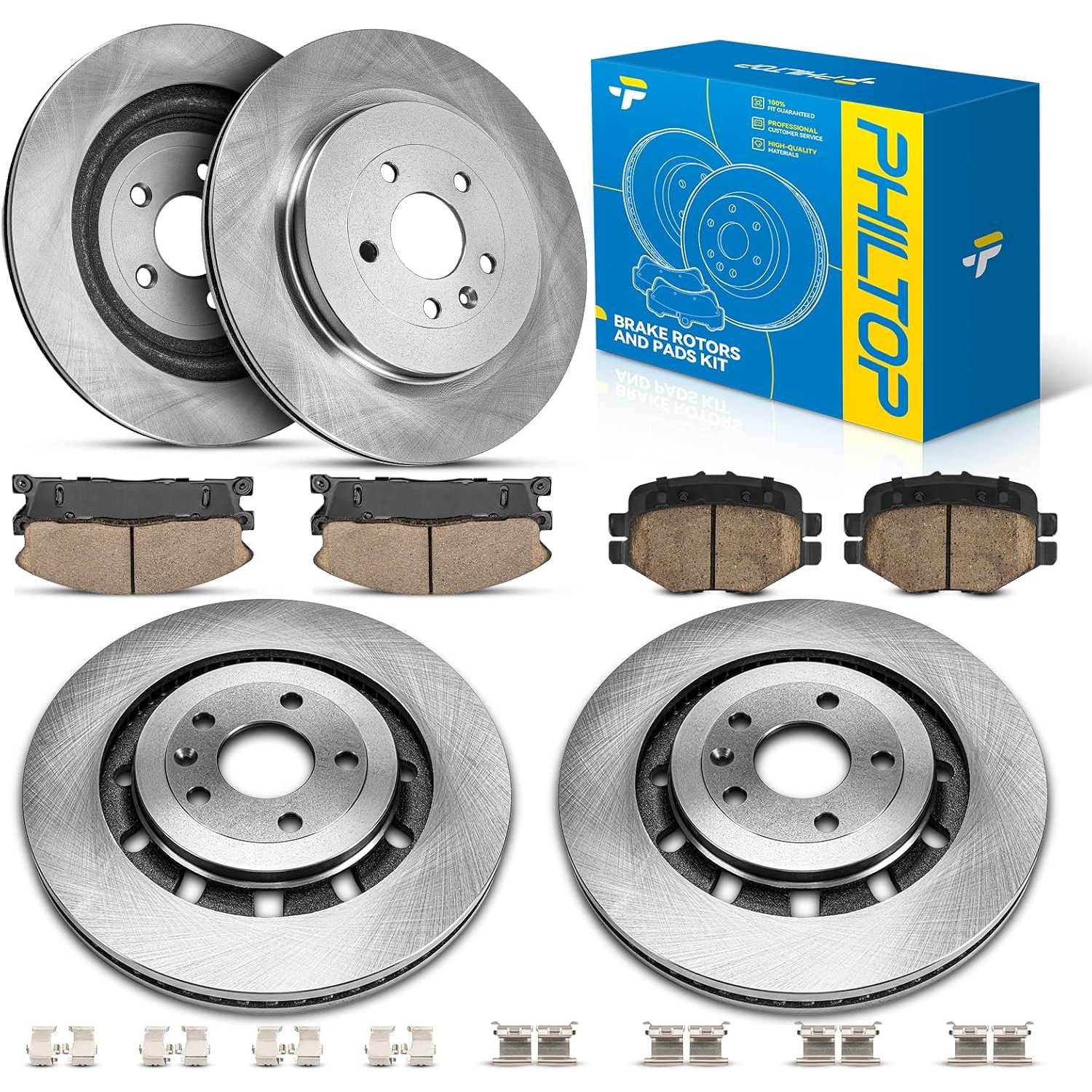 PHILTOP Front & Rear Brake Kit For Ford Flex 2013-2019, Disc Rotors ...