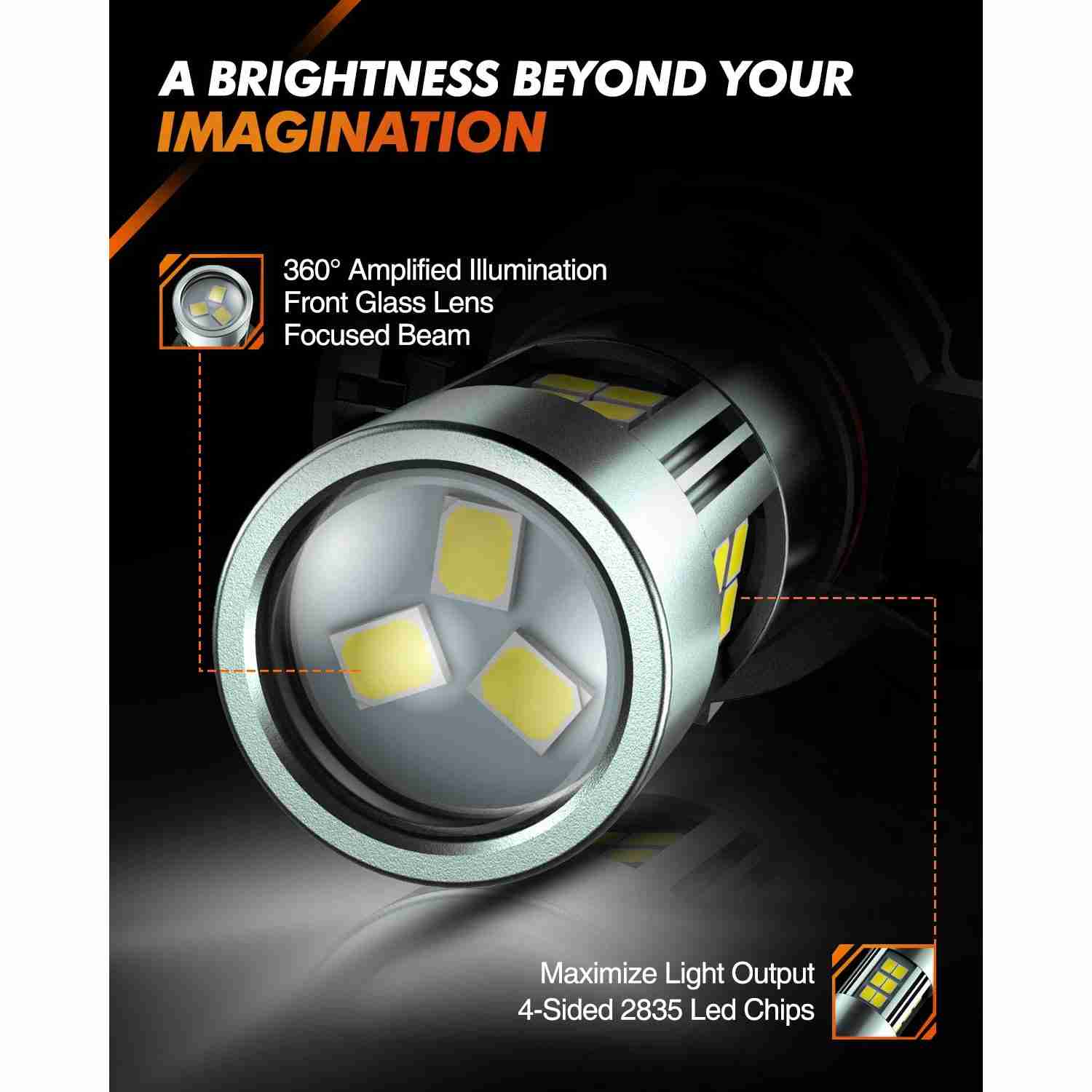 thumbnail image 2 of SEALIGHT F1A 5202 LED Fog Light Bulbs - 10000LM Super Bright 6000K Cool White, Pack Of 2 2 of 14