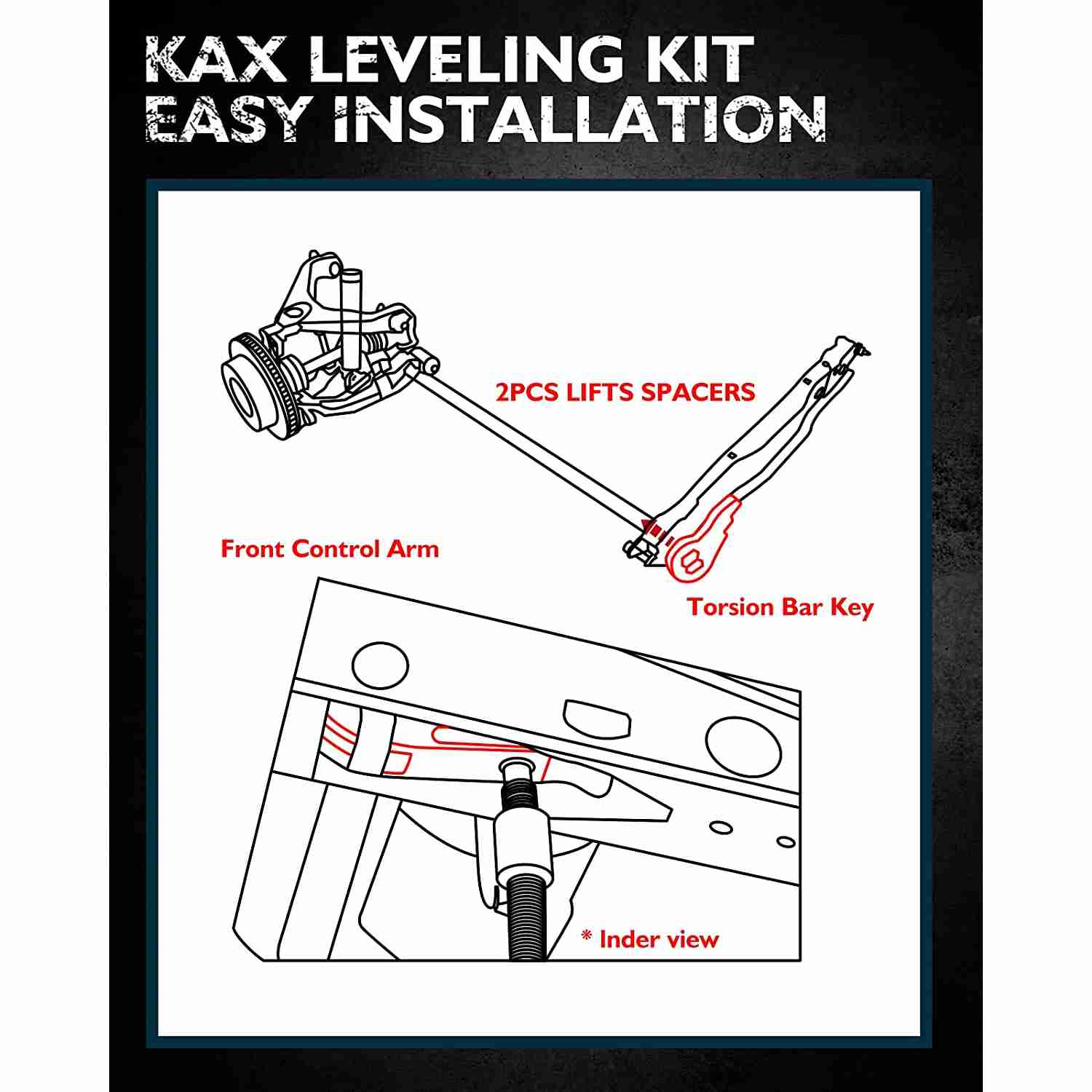KAX® 1988-2006 Silverado 1"-3" Front Leveling Lift Kit 4