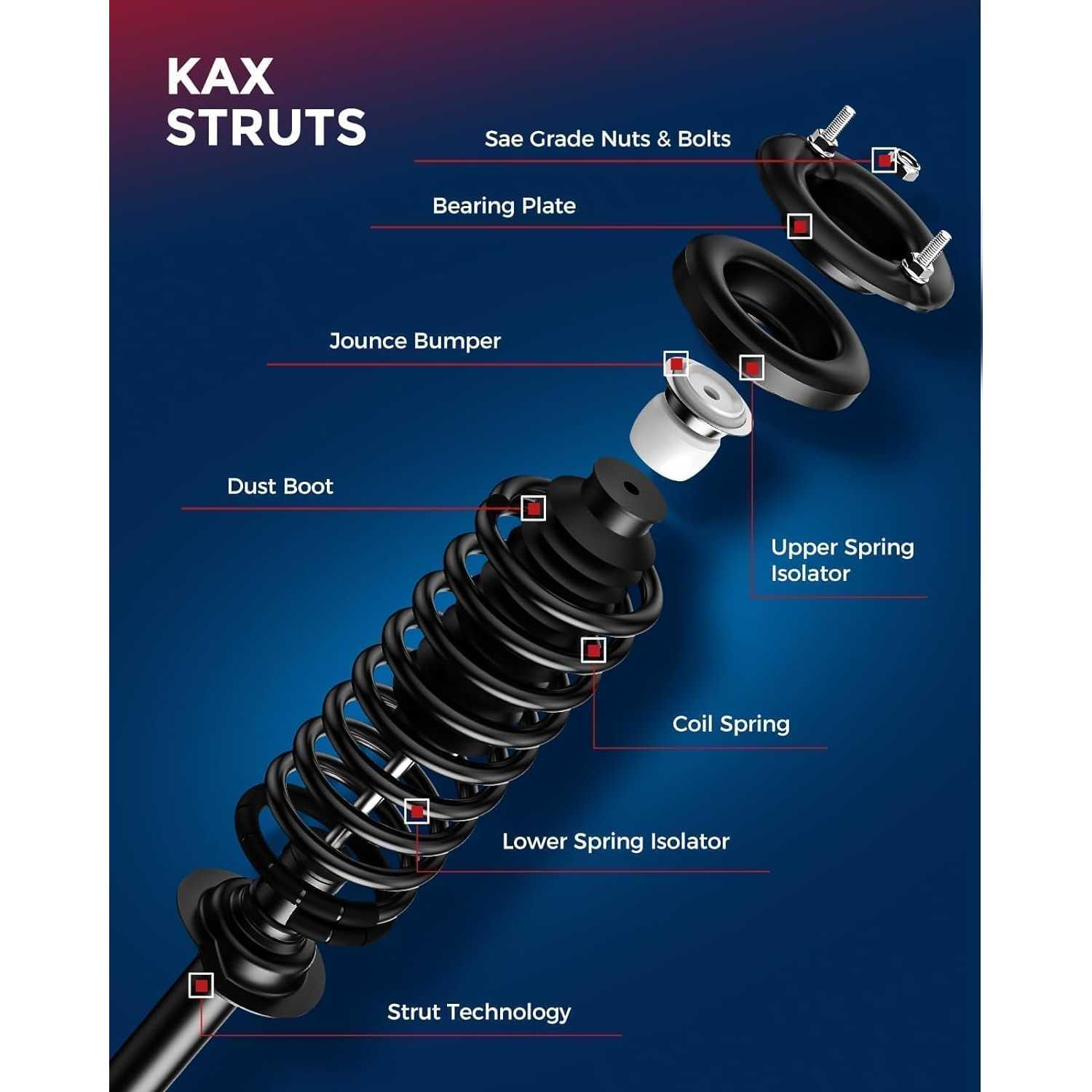 KAX® 1995-2004 Toyota Tacoma Front Coil Spring Complete Struts Shocks Assembly 1