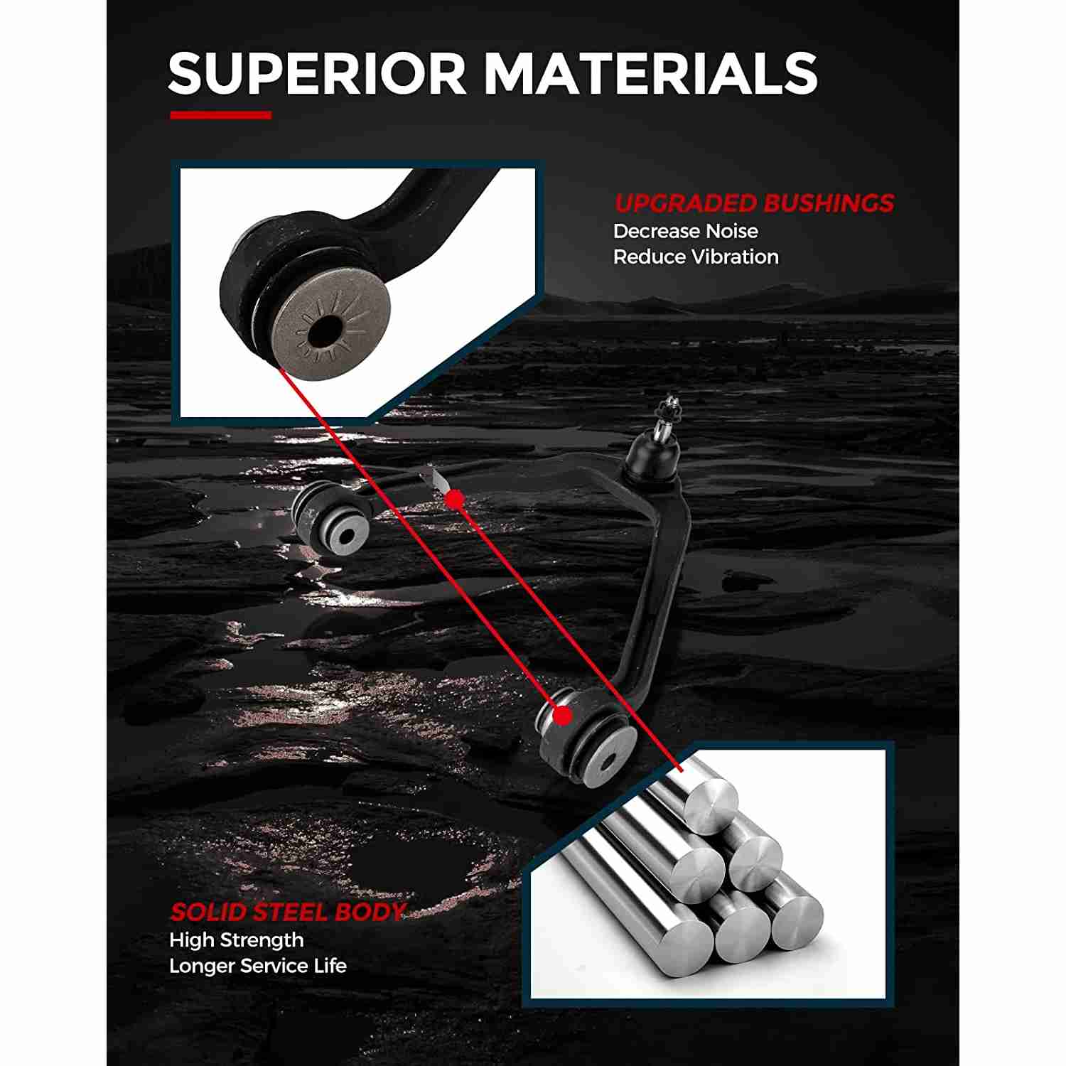 KAX® 1999-2006  Chevy Silverado 1500(More Available) Front Upper Control Arm Kit 4pcs 3