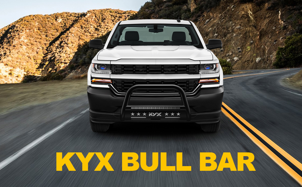 KYX Bull Bar with Light Bar for 07-18 Chevy Silverado/GMC Sierra 1500/ Yukon, 07-14 Suburban 1500