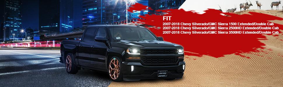 KYX Running Boards for Silverado 1500 2500HD 3500HD Sierra 1500  2500HD 3500HD Extended/Double Cab