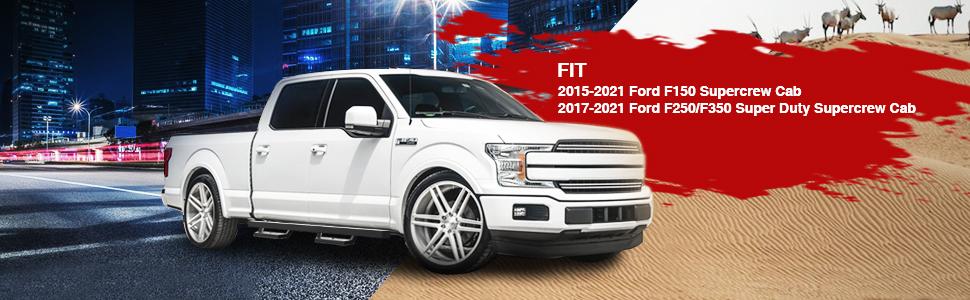KYX Running Boards for 2015-2021 F150 Supercrew Cab 2017-2021 F250/F350 Super Duty Supercrew Cab