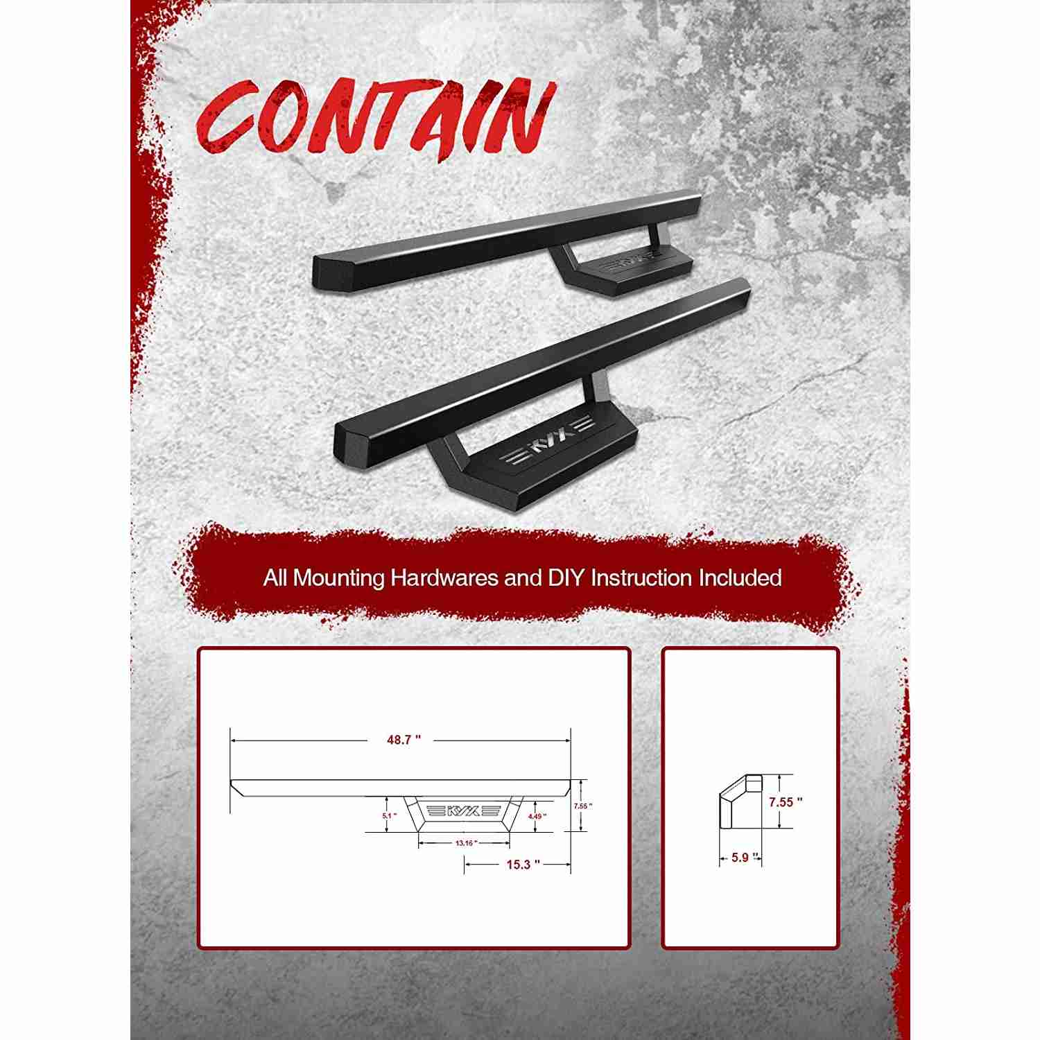 KYX® 1987-2006 Jeep Wrangler YJ/TJ Regular Cab 1Drop Running Boards 6