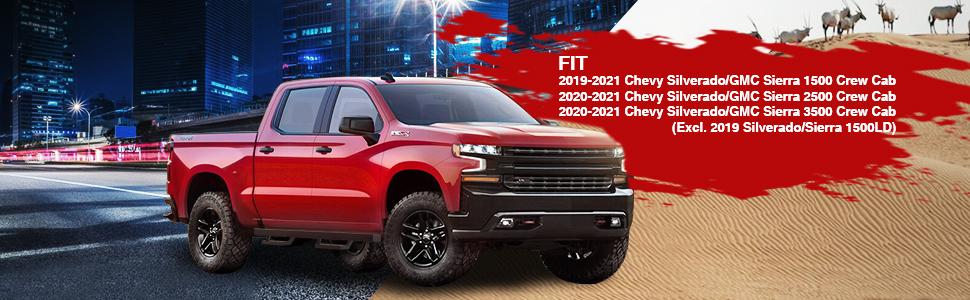 KYX Running Boards for 2019 2020 2021 silverado sierra 1500 2500 3500 crew cab