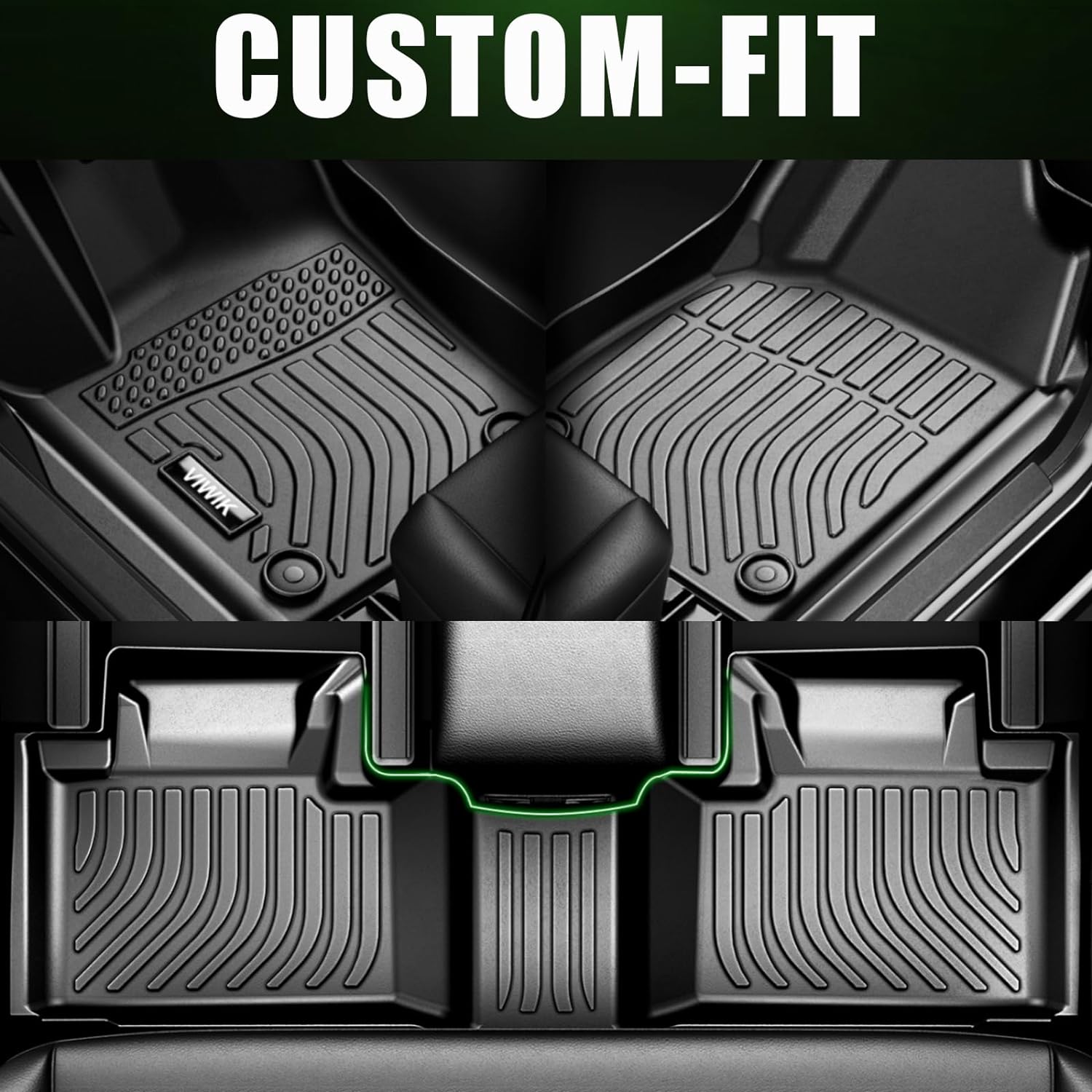 ViWiK® All Weather Custom Car Floor Mats Best TPE Vehicle Floor Liners for 2016 Honda Civic (not fit Clarity Plug-In Hybrid) Automotive Front & Rear Mats 3
