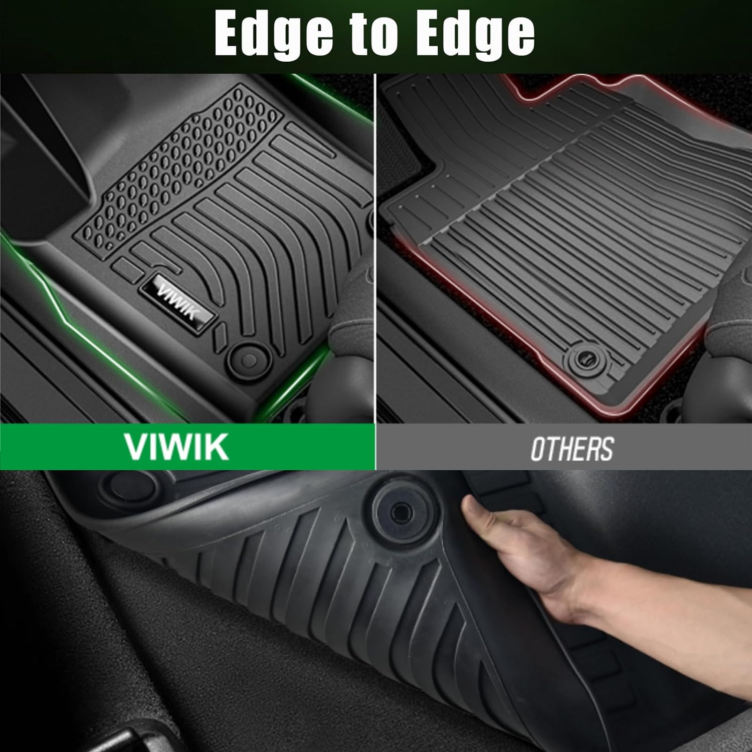 ViWiK® All Weather Custom Car Floor Mats Best TPE Vehicle Floor Liners for 2016 Honda Civic (not fit Clarity Plug-In Hybrid) Automotive Front & Rear Mats 4