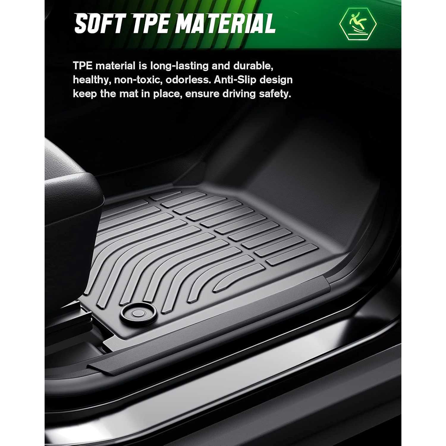 ViWiK® All Weather Custom Car Floor Mats Best TPE Vehicle Floor Liners for 2016 Honda Civic (not fit Clarity Plug-In Hybrid) Automotive Front & Rear Mats 8