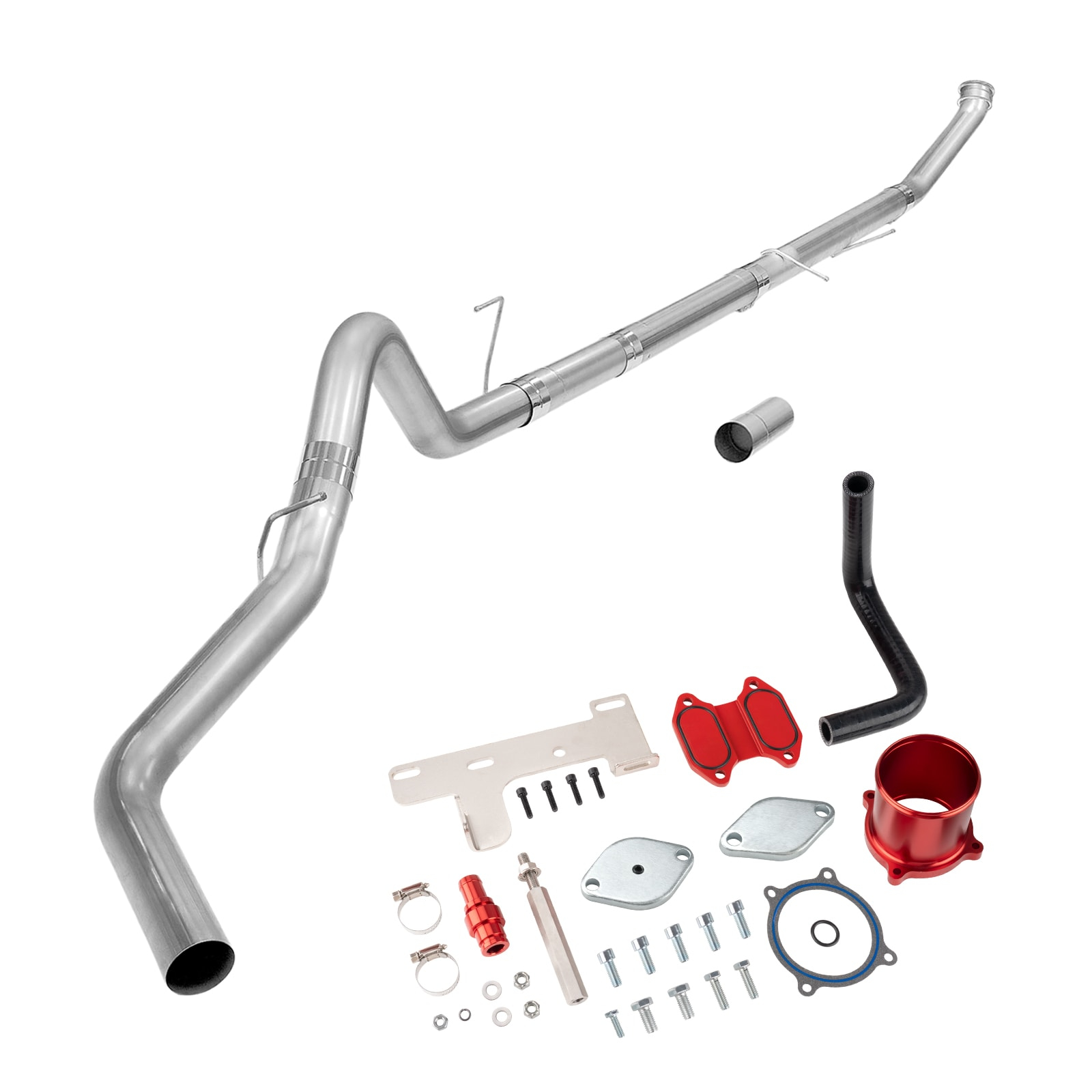 2013-2018 6.7L Cummins Red EGR Delete Kit And 4" DPF Delete Turbo-Back Exhaust System 0