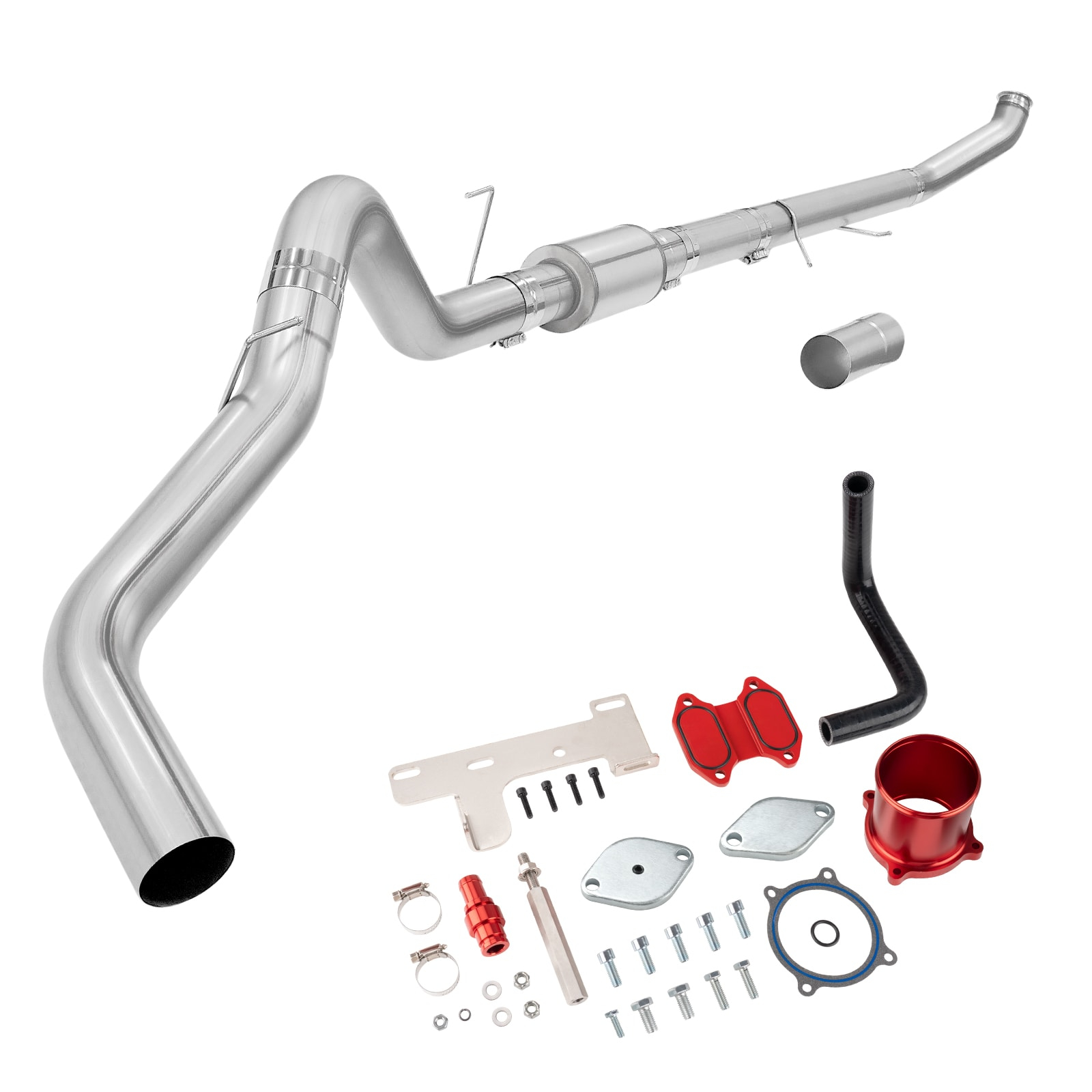 2013-2018 6.7L Cummins Red EGR Delete Kit & 5" DPF Delete Turbo-Back Exhaust System 0