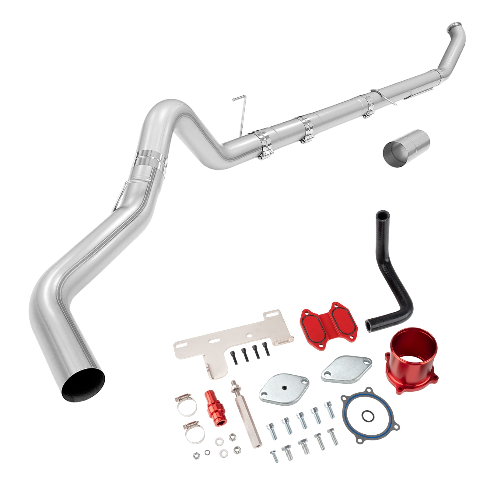 2013-2018 6.7L Cummins Red EGR Delete Kit And 5" Turbo-Back Exhaust System 0