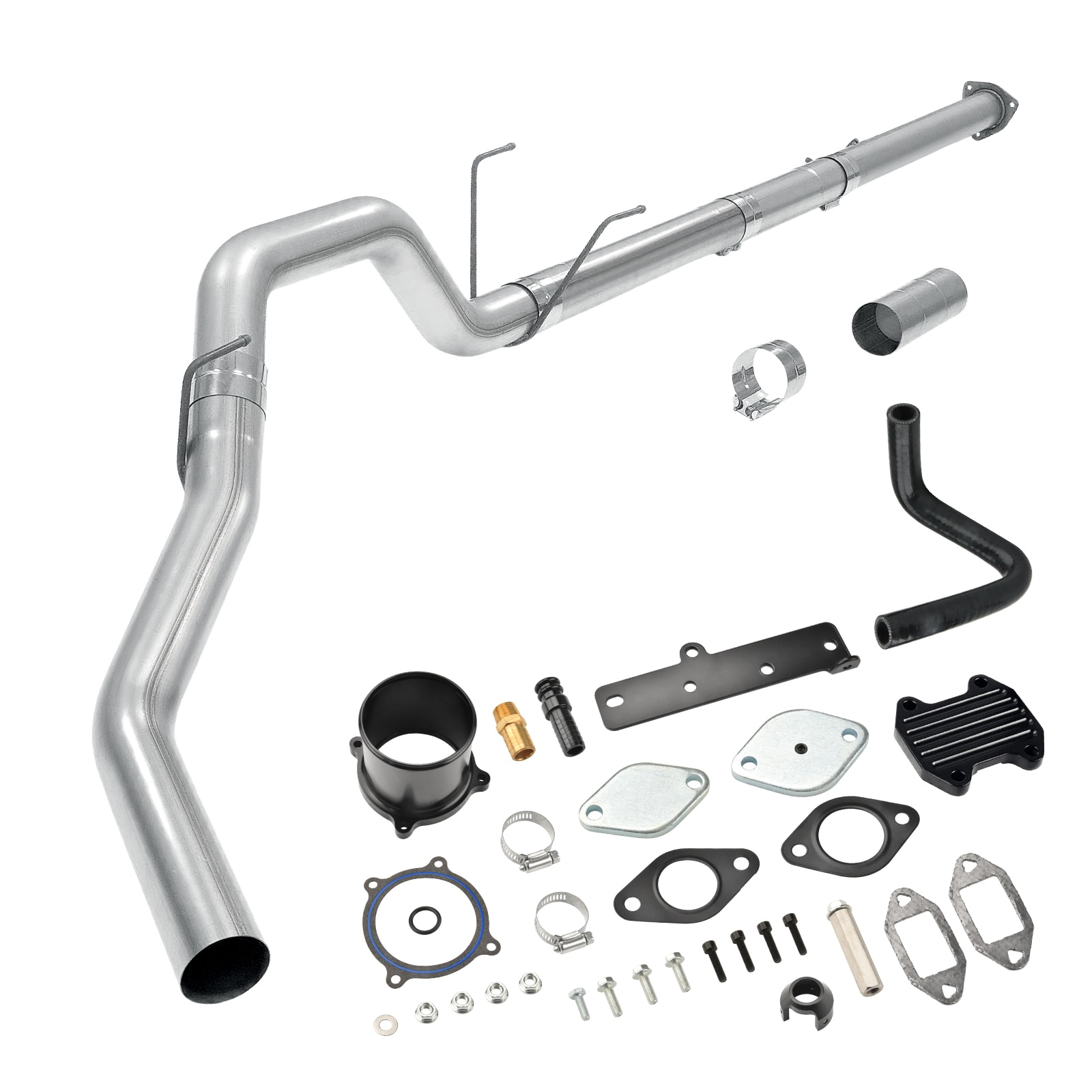 2013-2018 6.7L Cummins 4" Downpipe-Back Exhaust System & EGR Delete Kit Black 0