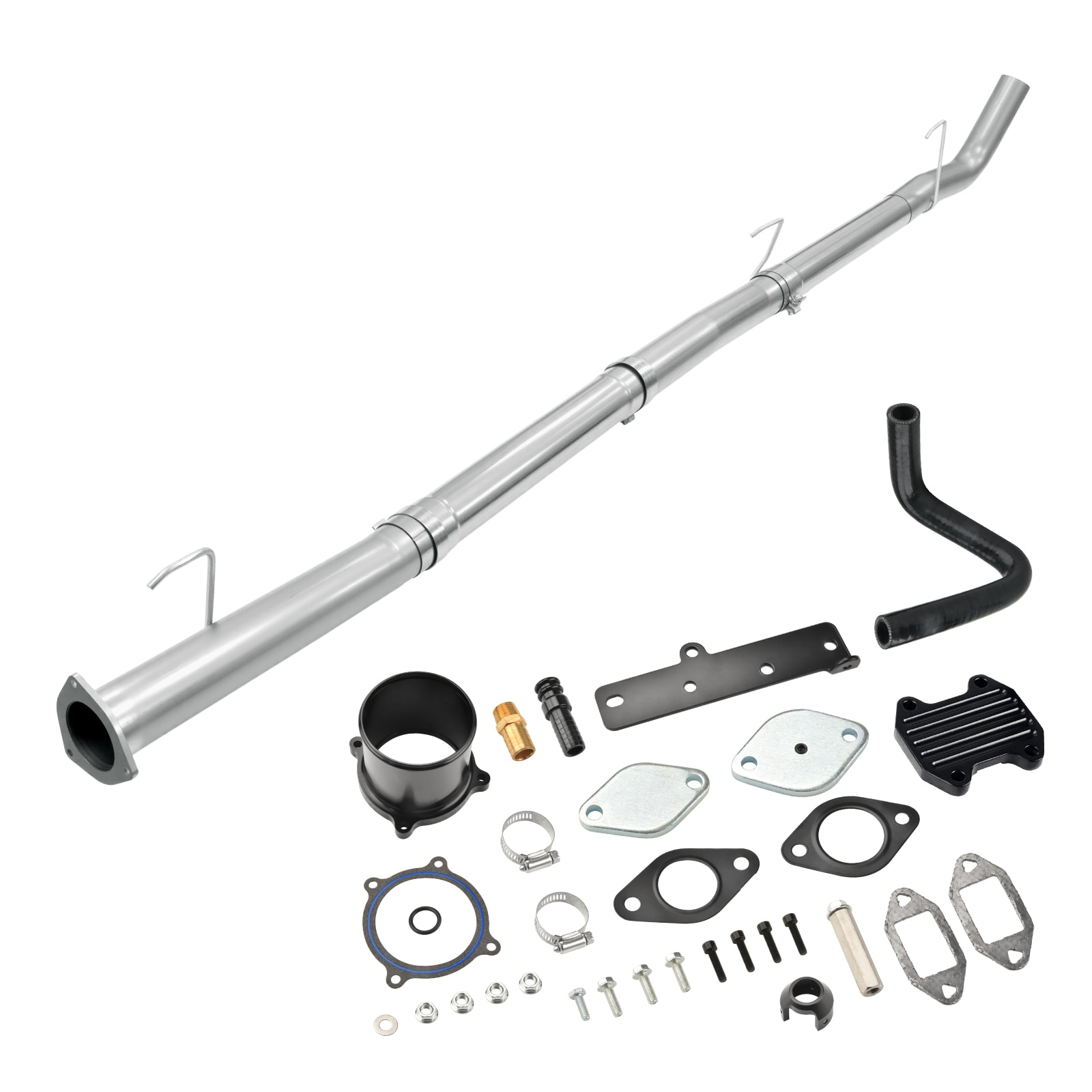 2013-2022 6.7L Cummins 4" CAT & DPF Race pipe & EGR Delete Kit Black 0