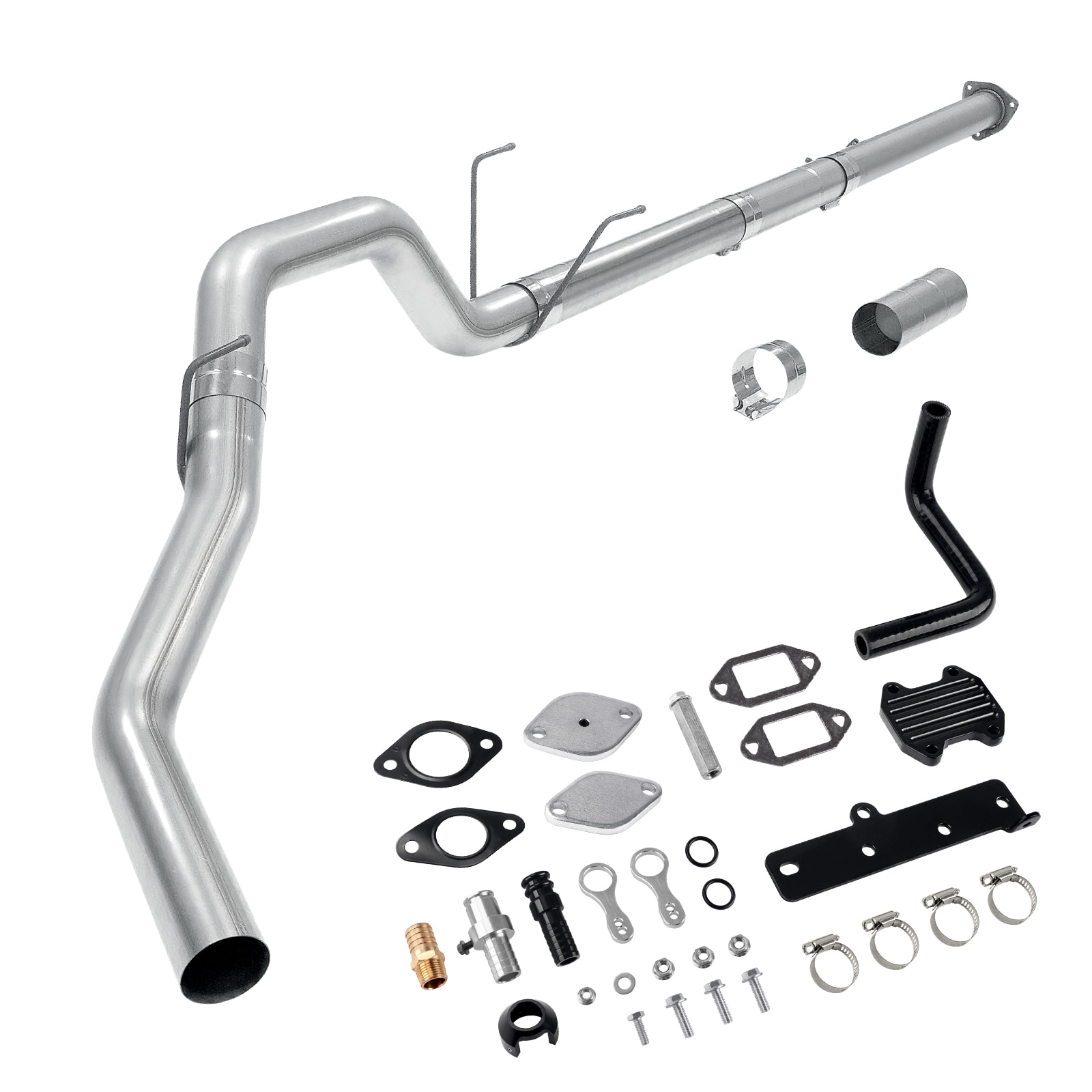 2013-2018 6.7L Cummins 4" DPF Delete Downpipe-Back Exhaust System & EGR Delete Kit Black 0