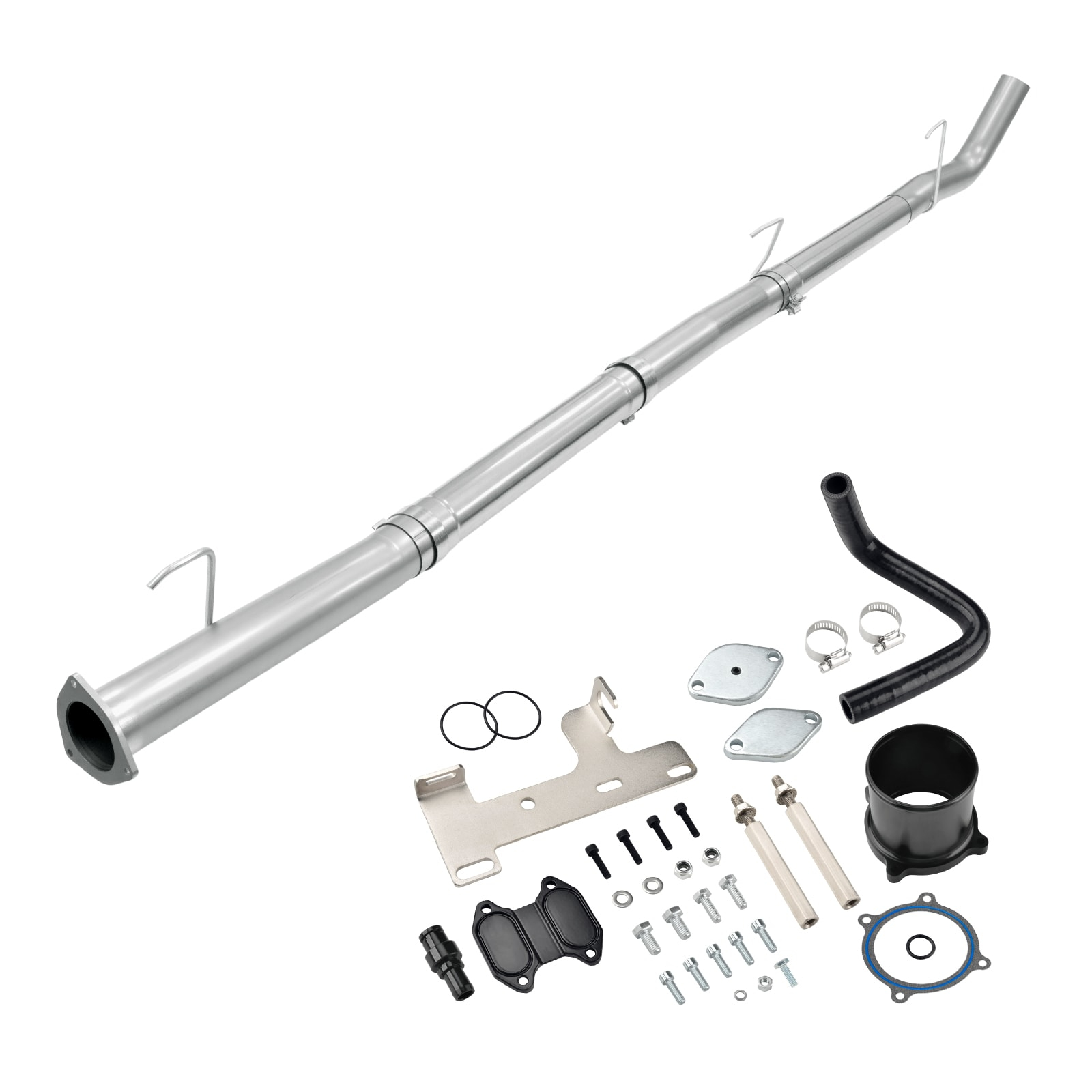 2013-2022 6.7L Cummins 4" DPF&CAT Delete Race pipe & Black EGR Delete Kit 0