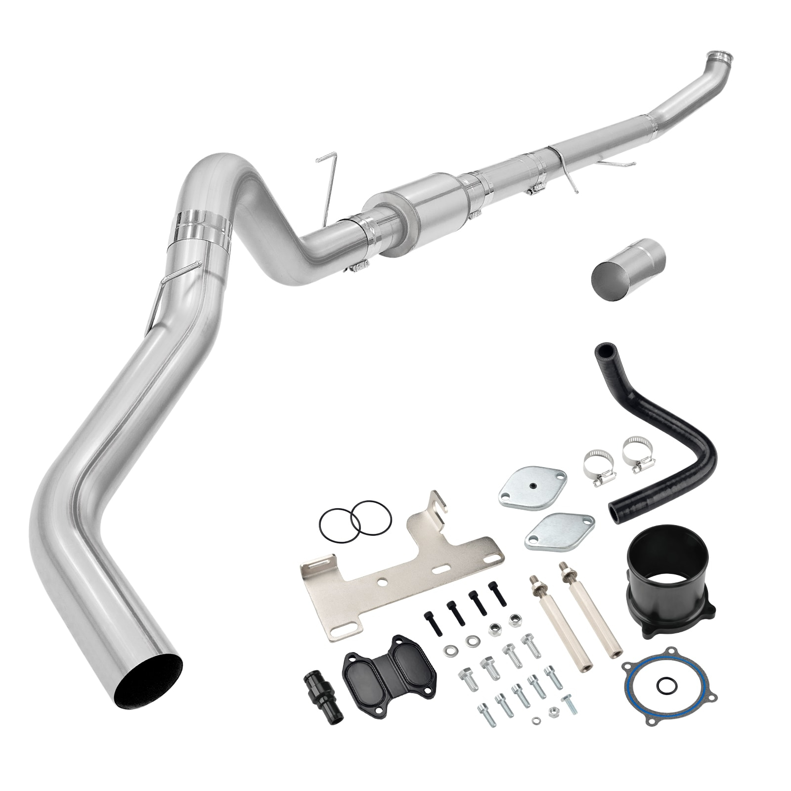 2013-2018 6.7L Cummins DPF Delete Turbo-Back Exhaust System With Black EGR Delete Kit 0