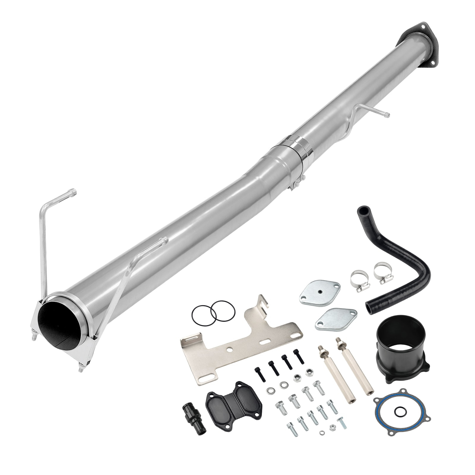 2013-2018 6.7L Cummins 4" DPF Delete Racepipe With Black EGR Delete Kit 0