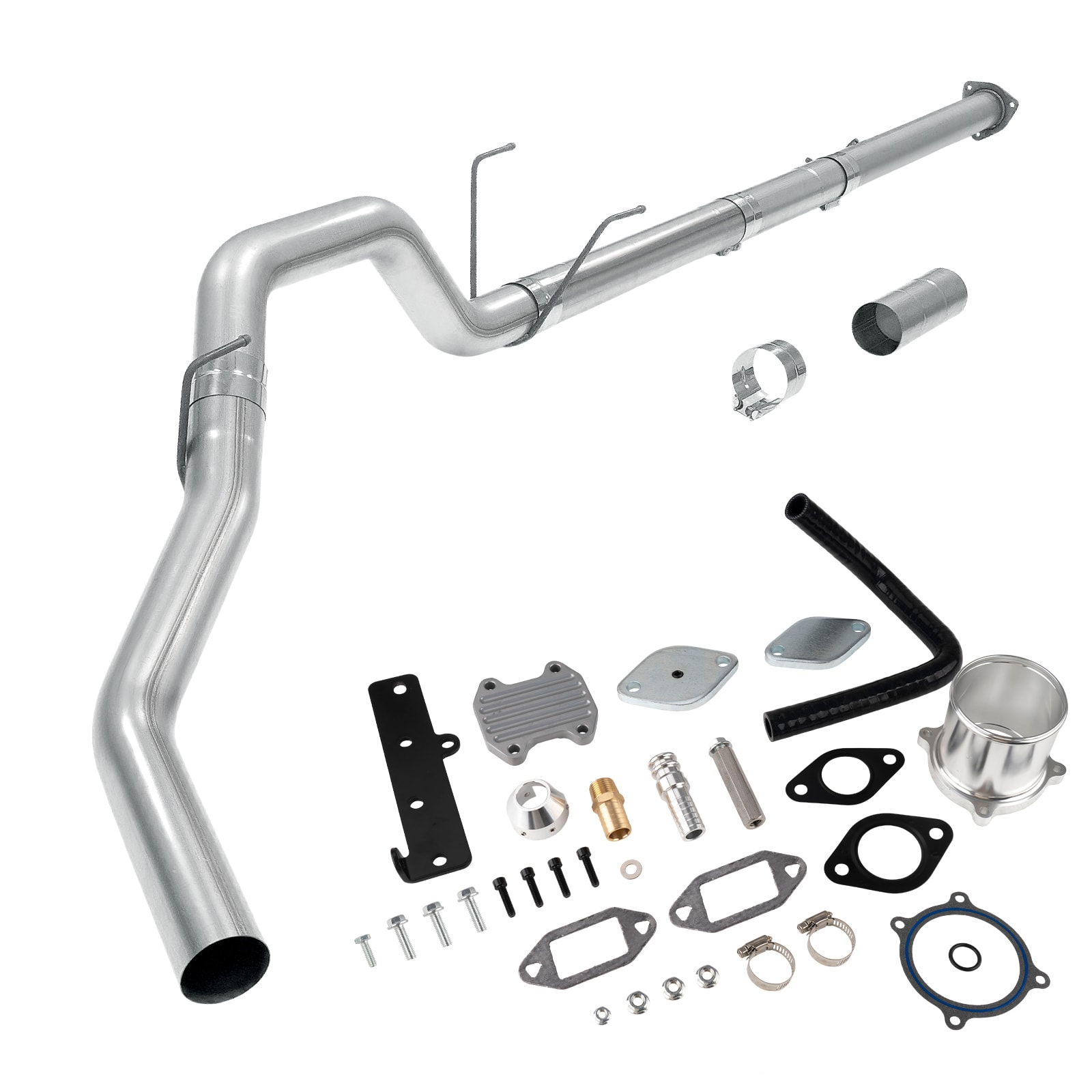 2013-2018 6.7L Cummins DPF/EGR Silver Delete Kit And 4" Downpipe-Back Exhaust System 0