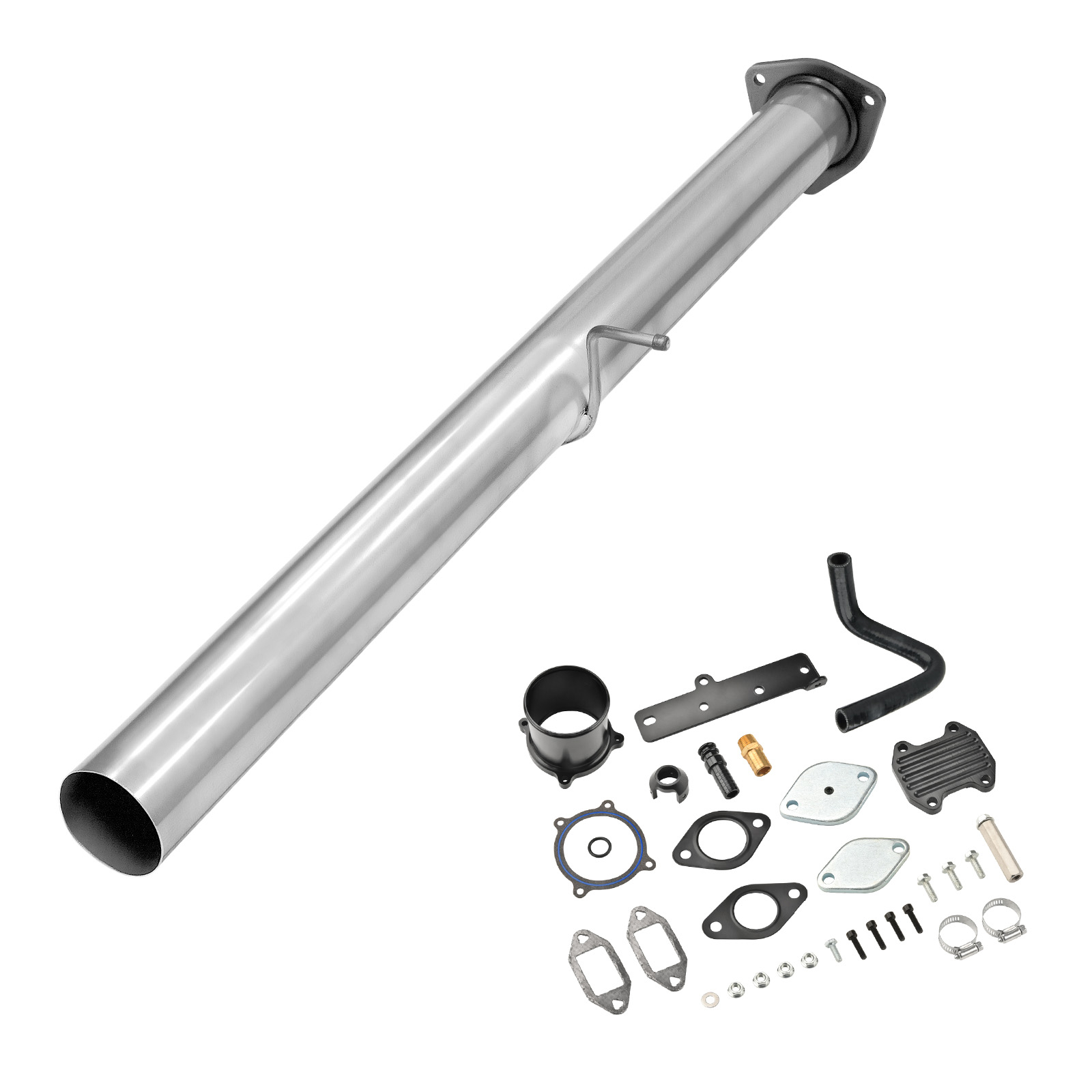 2010-2012 Cummins 6.7L Silver EGR Delete Kit And 4" DPF Delete Racepipe 0