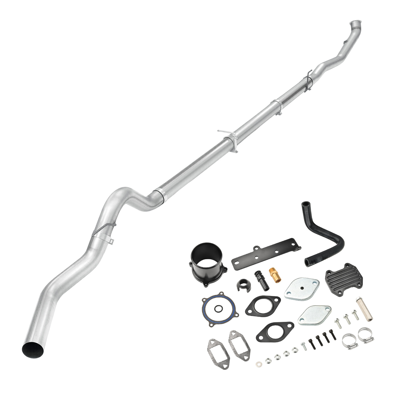 2010-2012 Cummins 6.7L Black EGR Delete Kit And 4" DPF Delete Turbo-Back Exhaust System 0