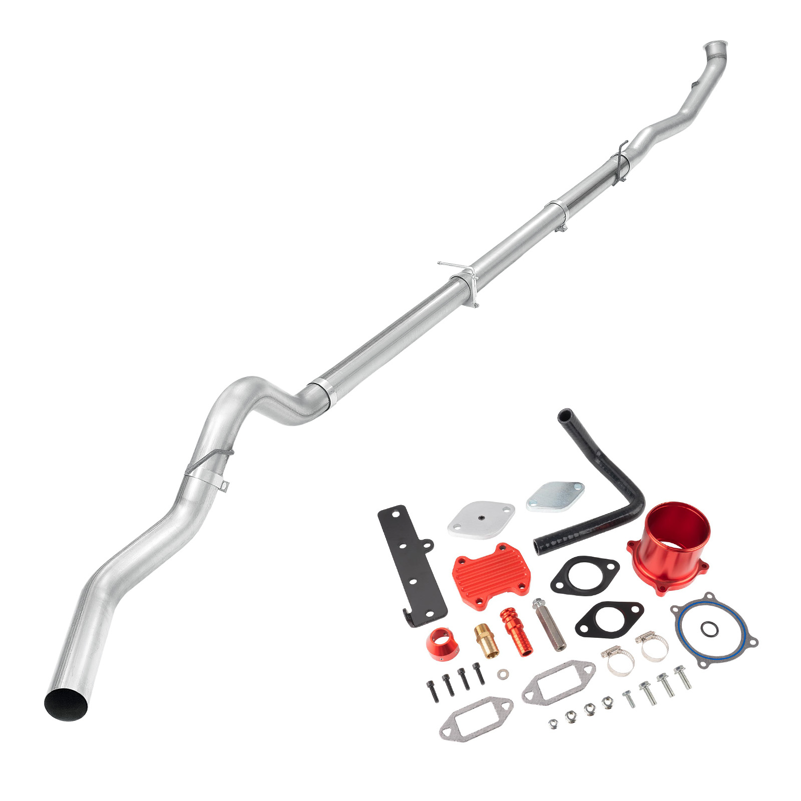 2010-2012 Cummins 6.7L Red EGR Delete Kit And 4" DPF Delete Turbo-Back Exhaust System 0