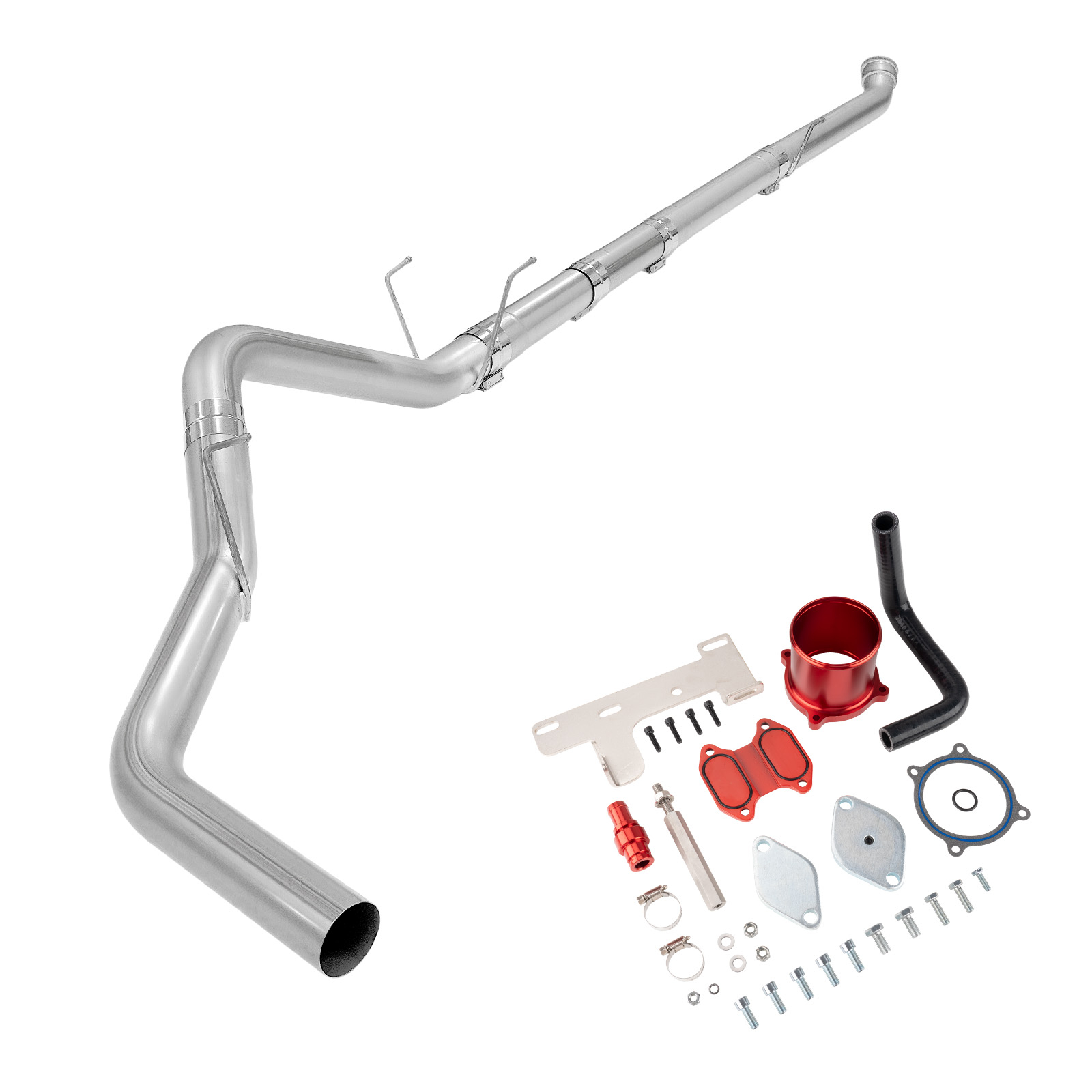 2010-2012 Cummins 6.7L Red EGR Delete Kit And 5" DPF Delete Turbo-Back Exhaust System 0