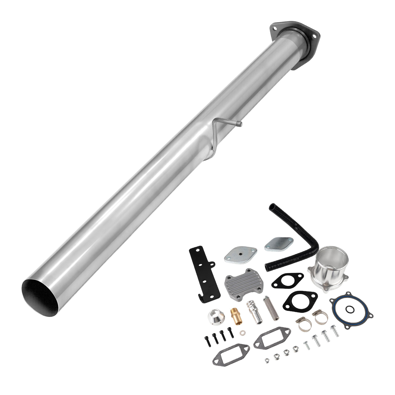 2010-2012 Cummins 6.7L Silver EGR Delete Kit And 4" DPF Delete Racepipe 0