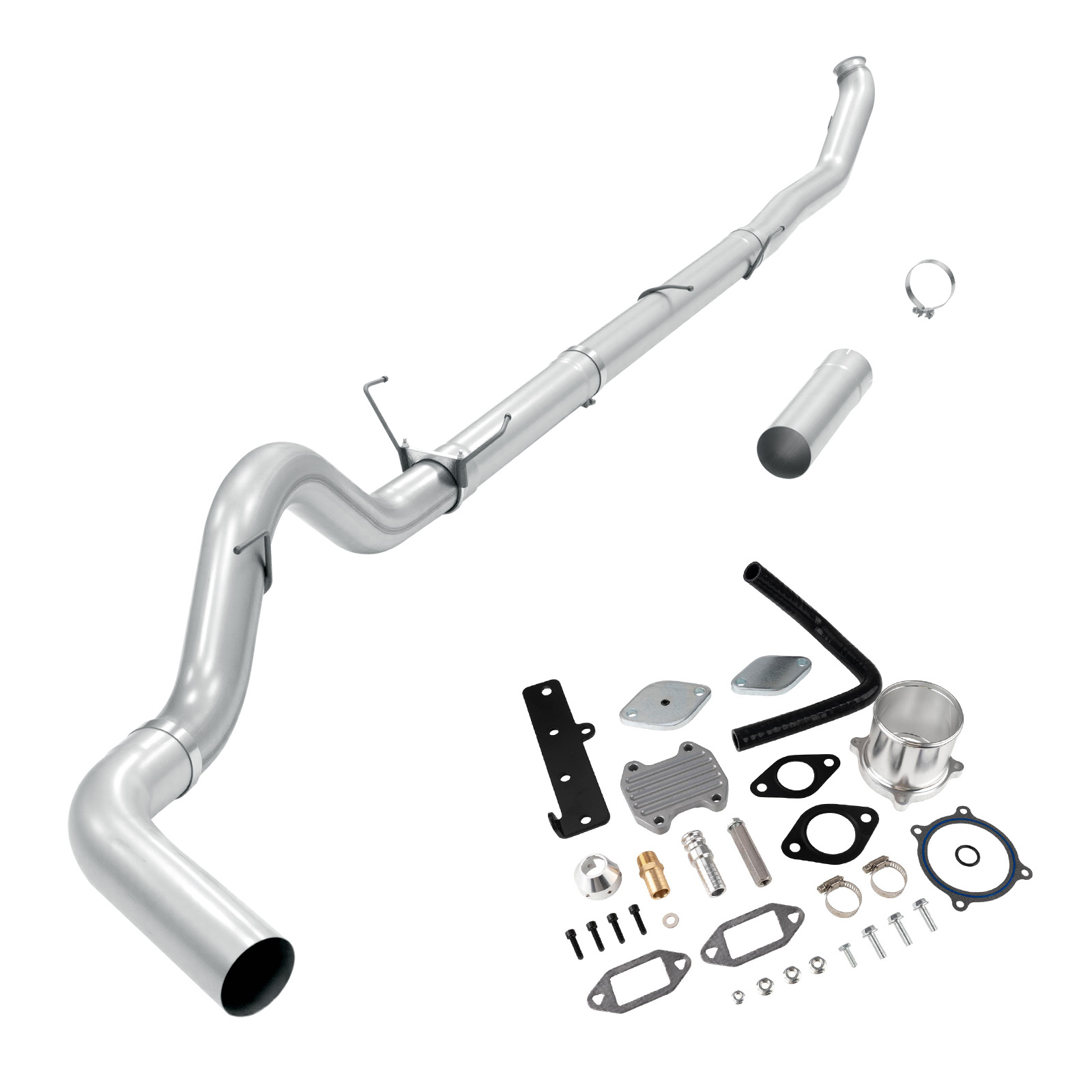 2010-2012 Cummins 6.7L Silver EGR Delete Kit And 5" DPF Delete Turbo-Back Exhaust System 0