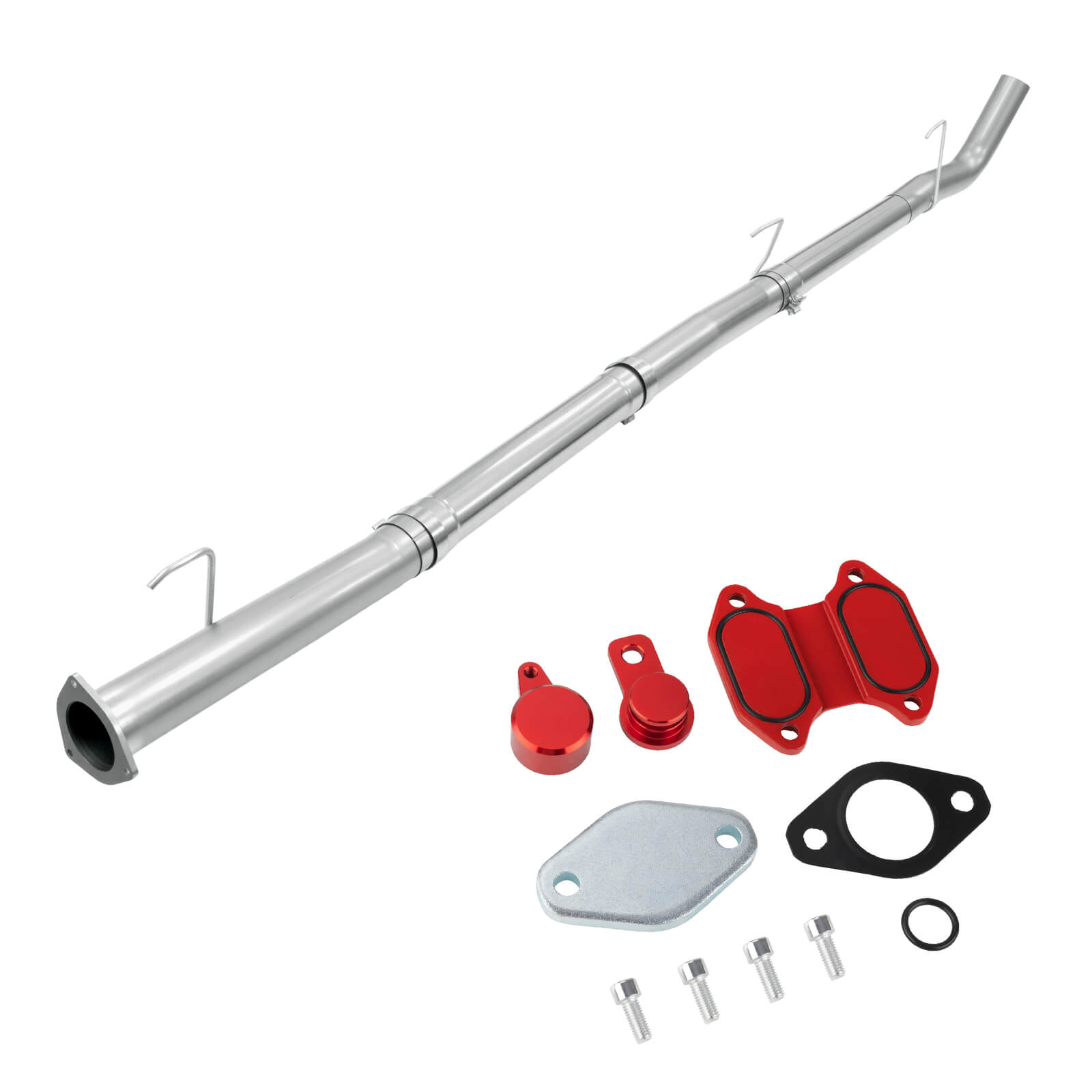 2013-2022 6.7L Cummins 4" DPF & CAT Delete Race pipe and Red EGR Delete Kit for Ram 2500/3500 0