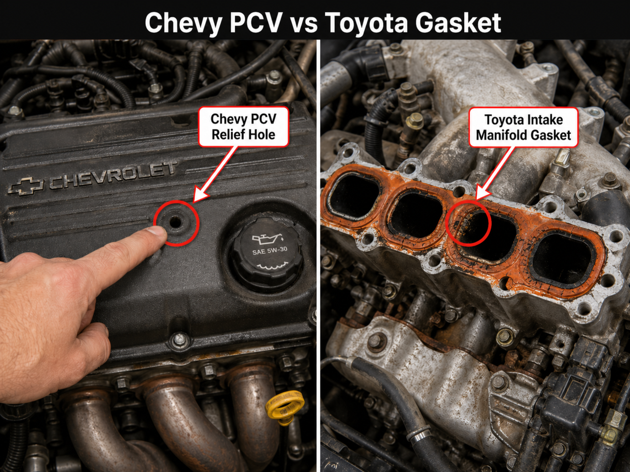 Toyota Corolla engine bay with OBD scanner showing P0171 system too lean code