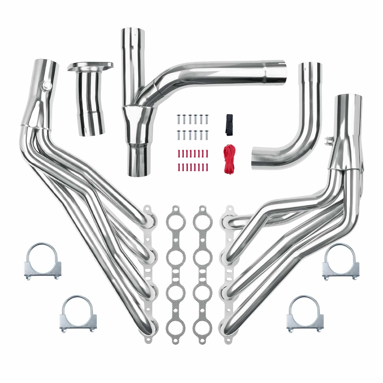 High-Temp Long Tube Header for 1999, 2000, 2001, 2002, 2003, 2004, 2005, 2006 Avalanche Silverado Suburban Sierra Yukon XL 1500 2500 Vortec 4800, 5300, 6000 V8