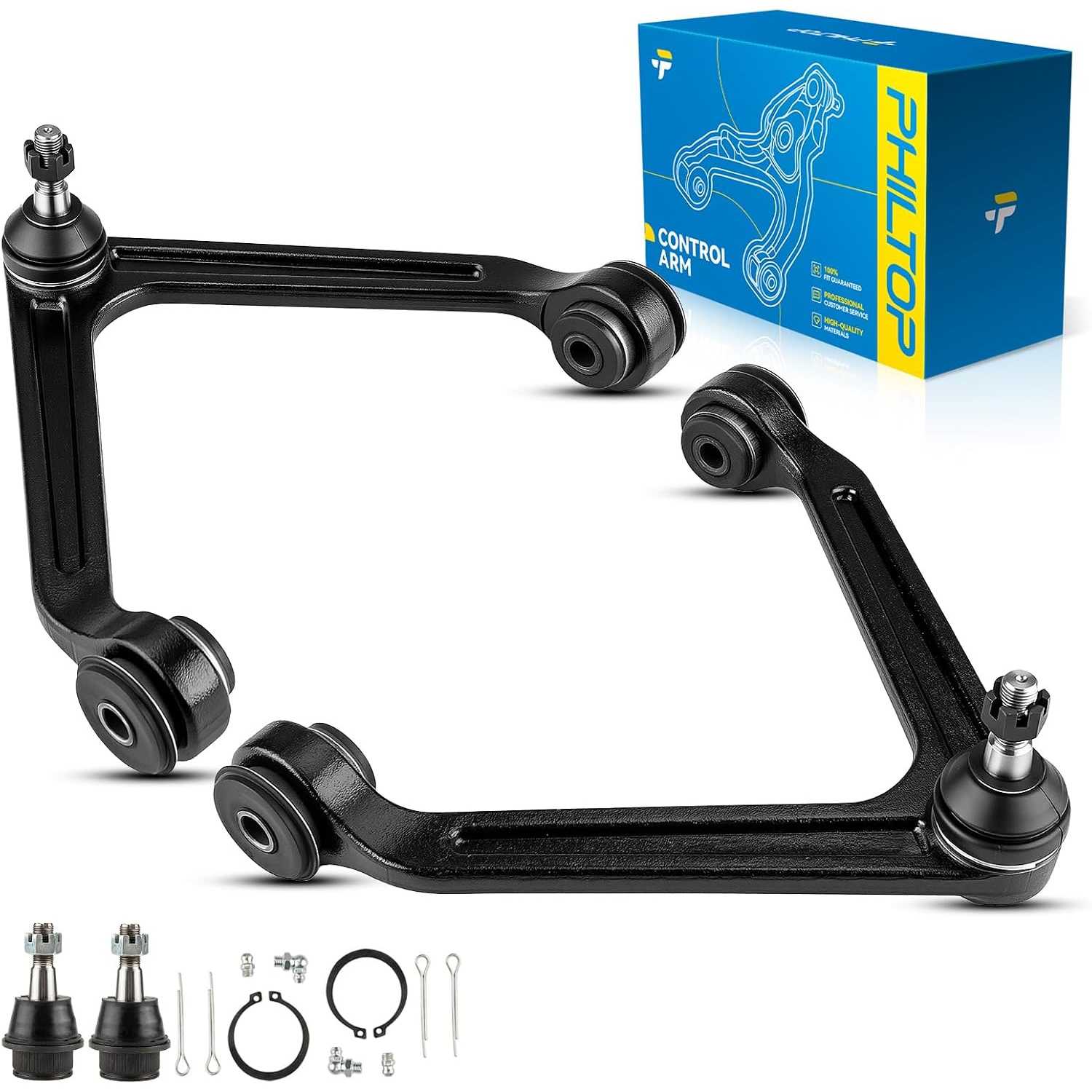 PHILTOP 4Pcs Front Upper Control Arms Compatible with 2002-2005 Ram 1500 Suspension Kit, K7424 K7411