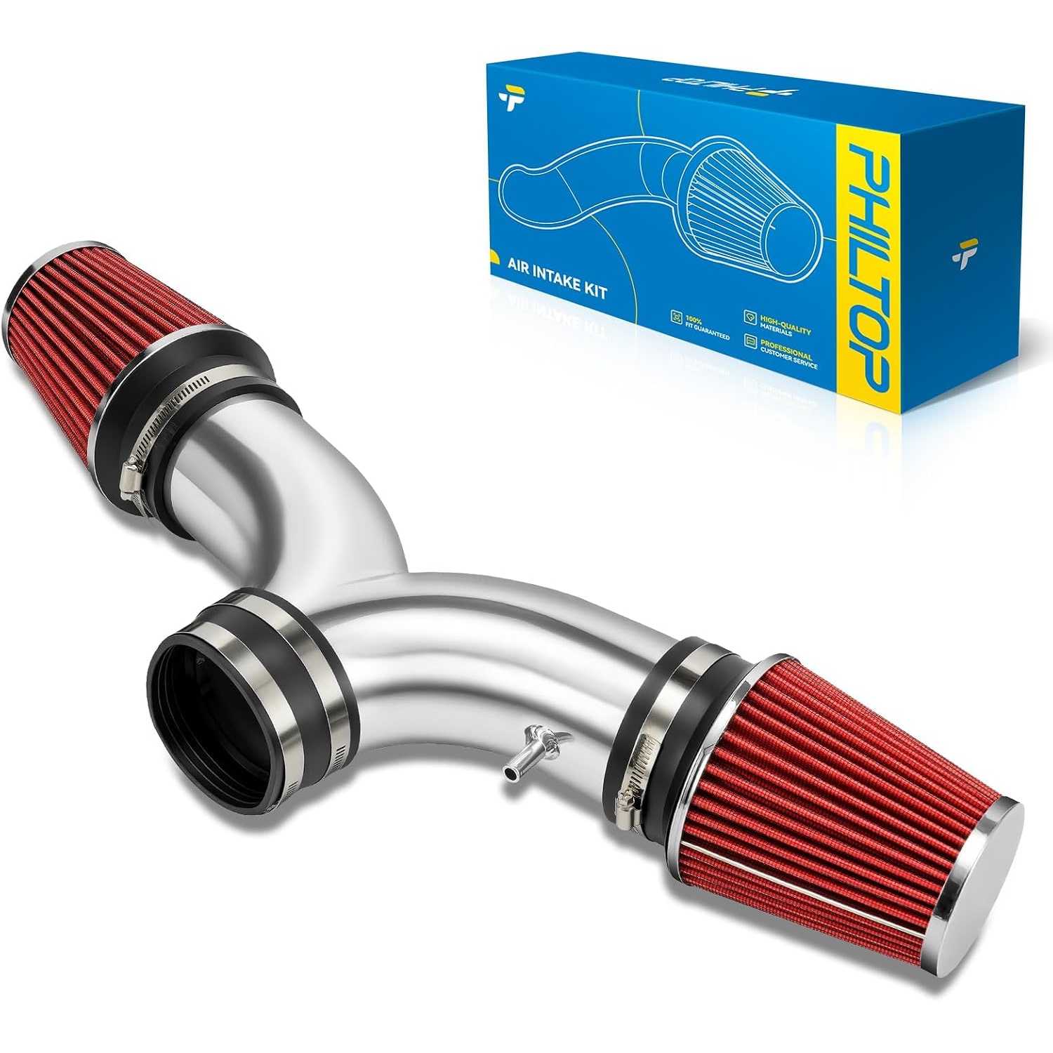 3.5" Cold Air Intake Kit System Compatible with Jeep for 1999-2004 Grand Cherokee 4.7L, High Performance, Red