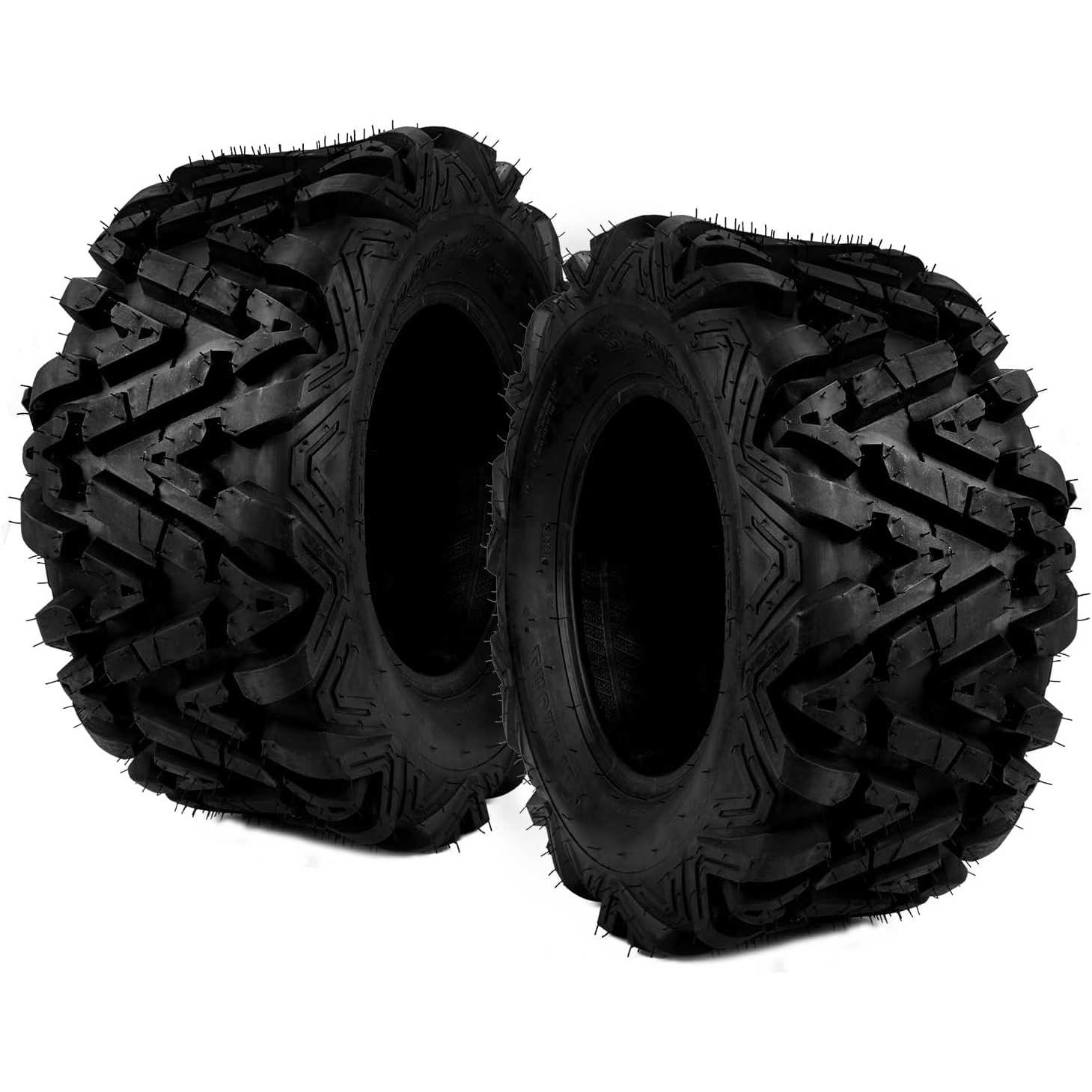 25x10-12 ATV UTV All-Terrain Tires, 6PR, Set 2 | Asymmetric All-Terrain Tread, Tubeless, 19mm Lugs