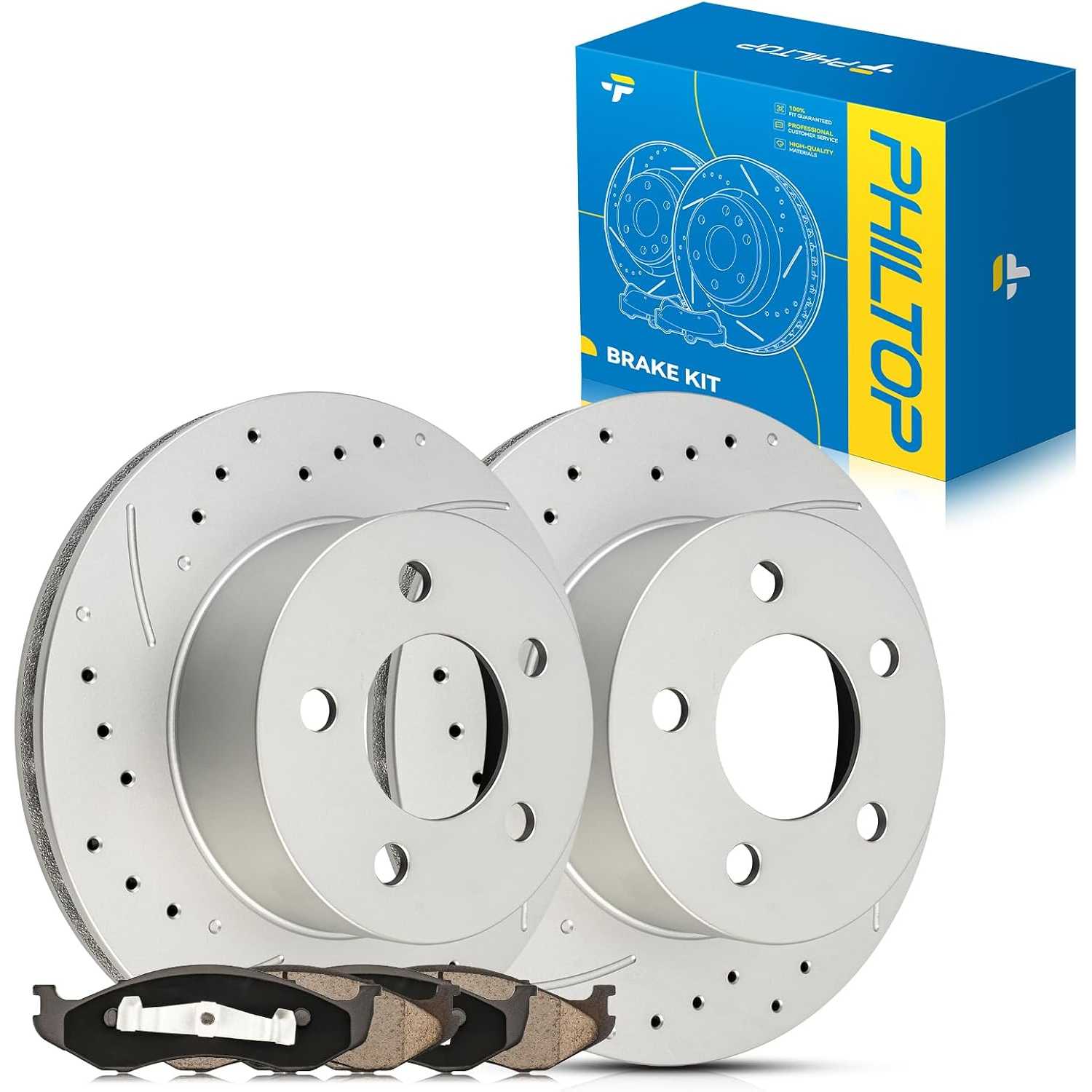 1990-1999 Jeep Wrangler 2.5L/4.0L | Front Drilled and Slotted Brake Kit 11.03" | OE#S-5115x2 - PHILTOP