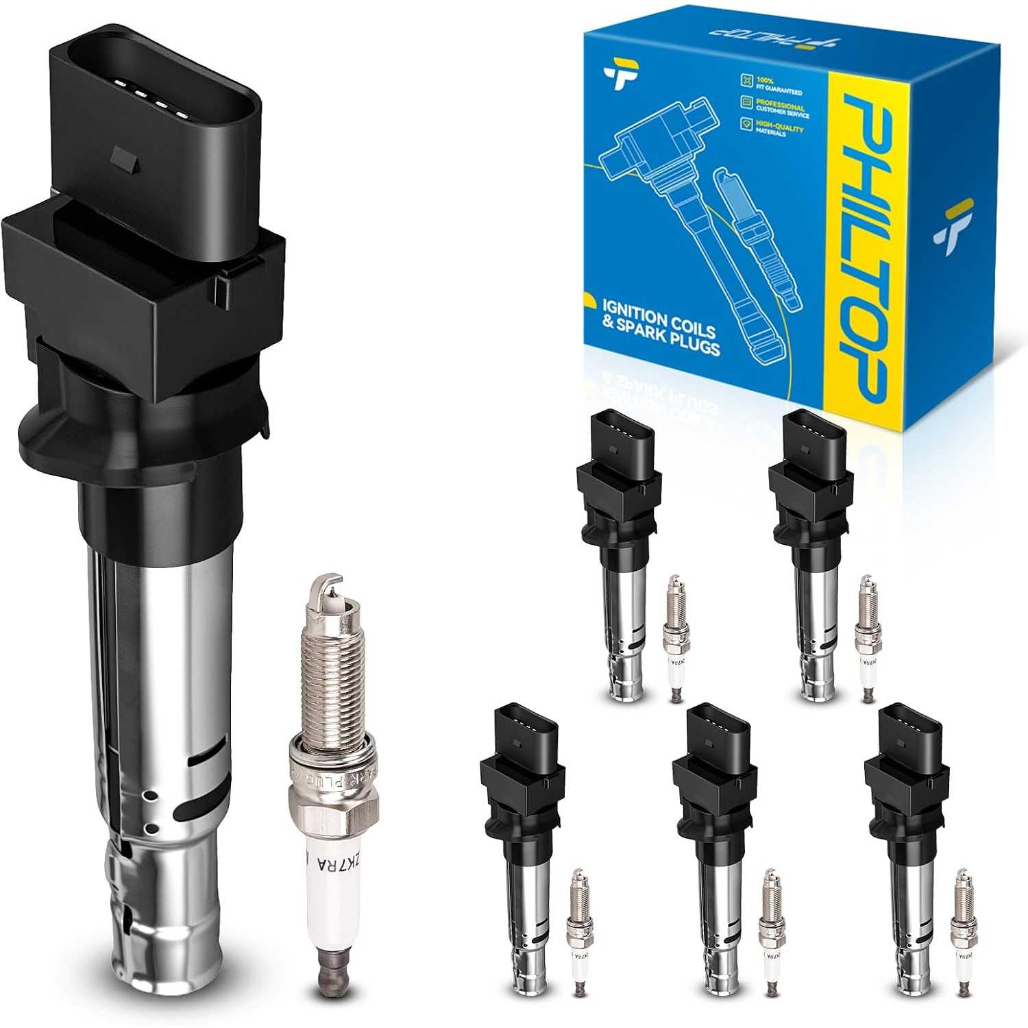 Ignition Coil Pack and Iridium Spark Plugs Fits for Volkswagen 2018-2019 Atlas 3.6L, 2009-2017 Touareg 3.6L