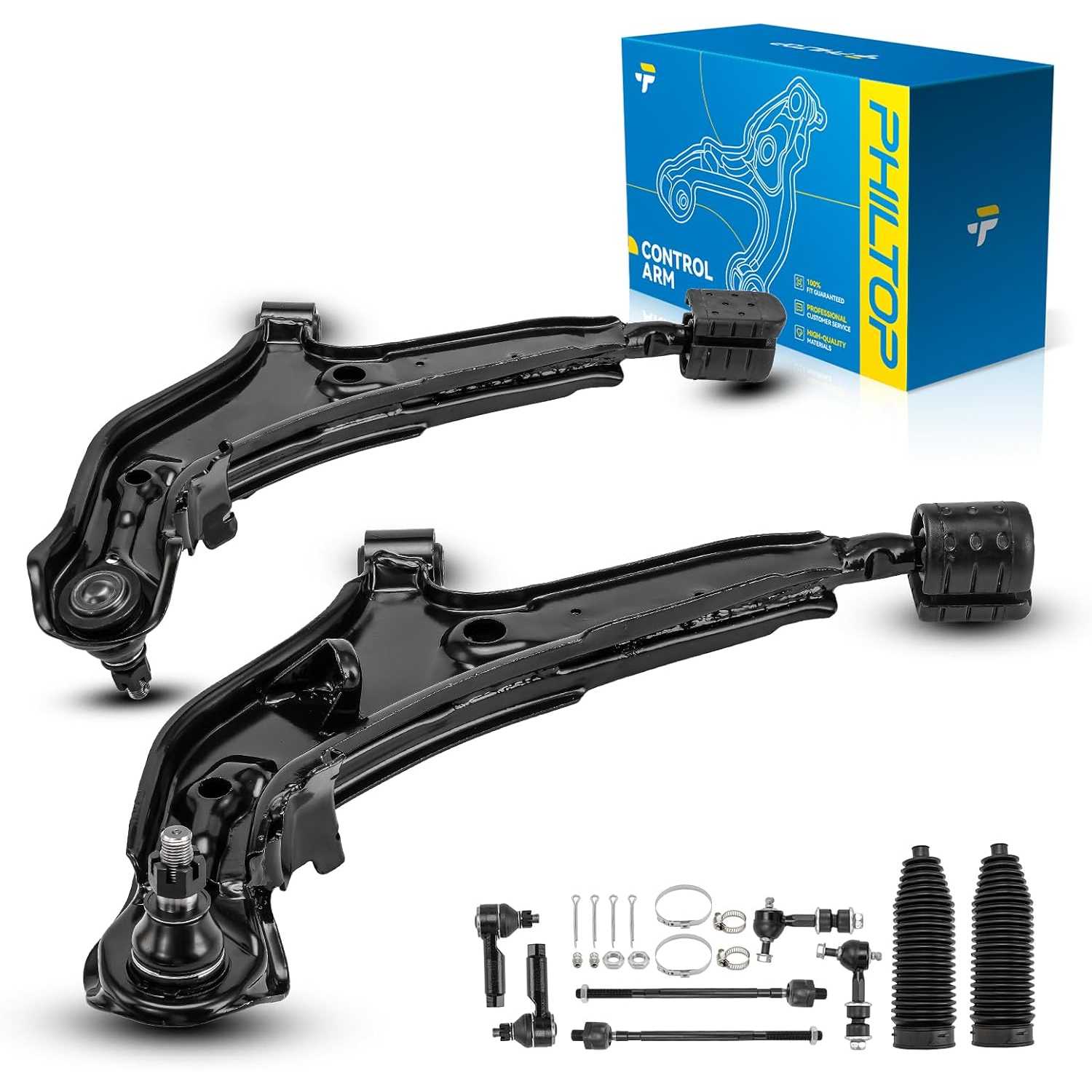 10Pcs Front Lower Control Arm w/Ball Joint Sway Bar End Link Tie Rod End Boots & Bellows Fit for 1995-1999 Maxima/I30