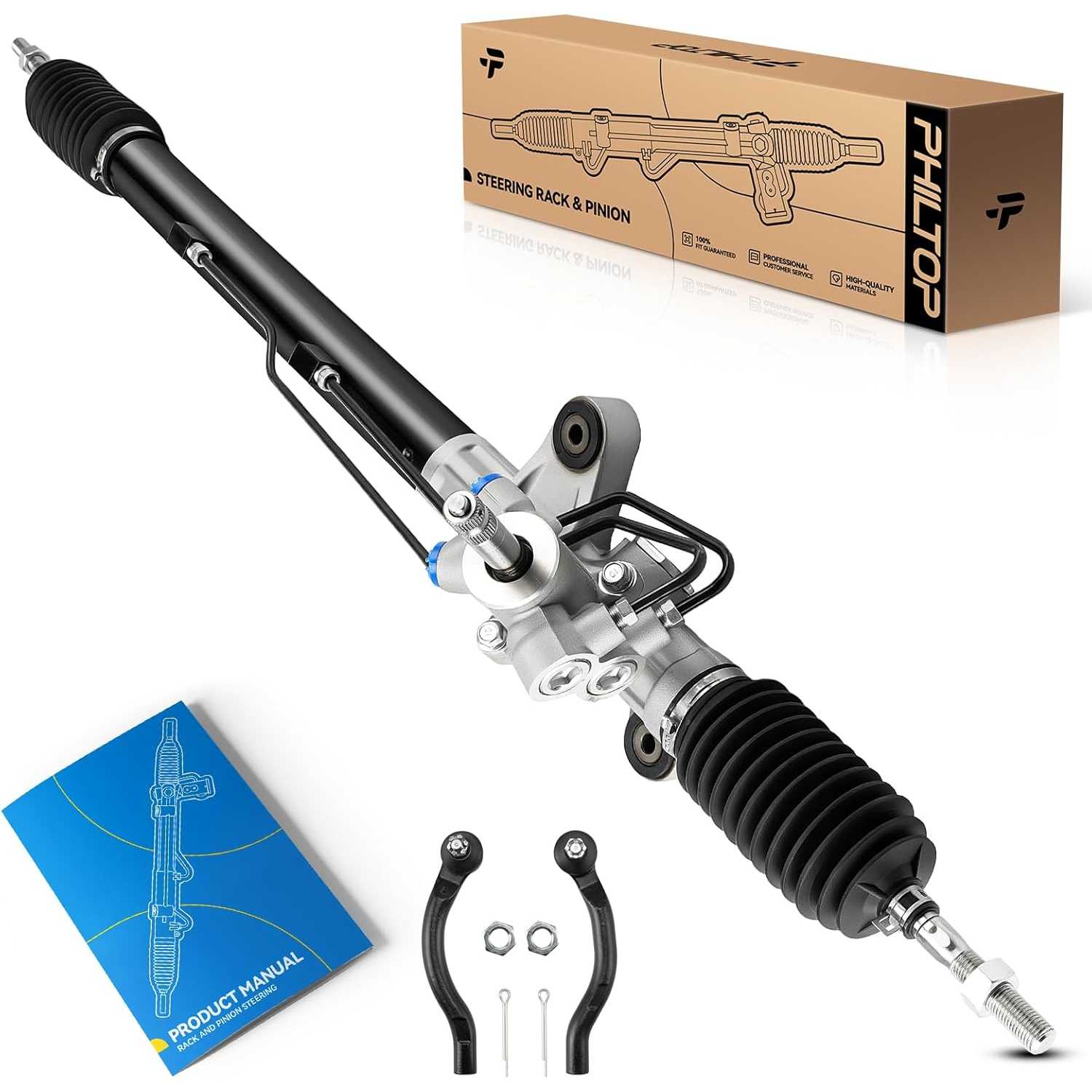 Hydraulic Power Steering Rack & Pinion Kit for 2003 2004 2005 2006 2007 Accord 2.4L, with Outer Tie Rod Ends