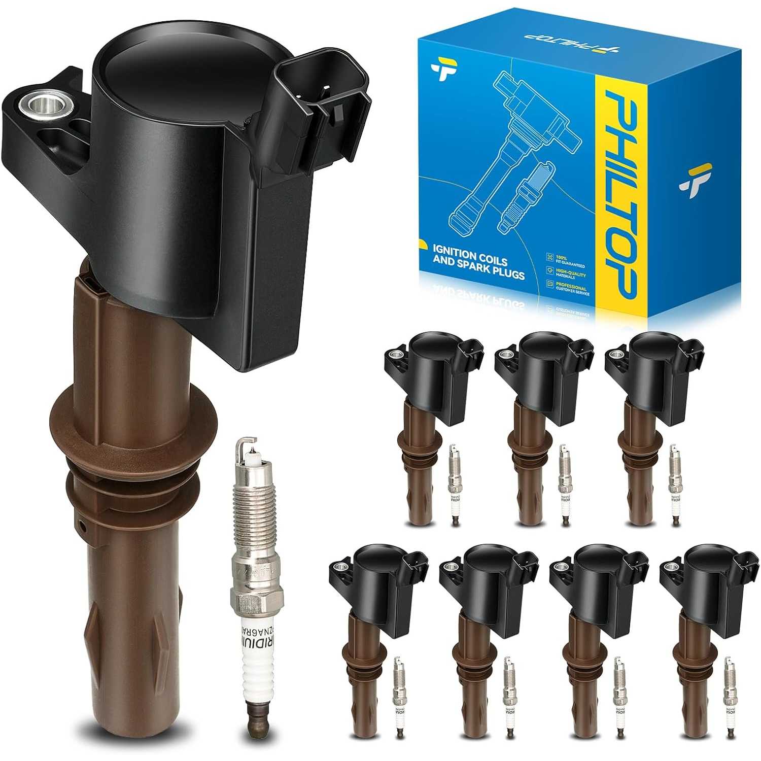 Ignition Coil Pack and Iridium Spark Plugs Fits for Ford 2008-2010 F-150 5.4L, 2008-2014 Expedition