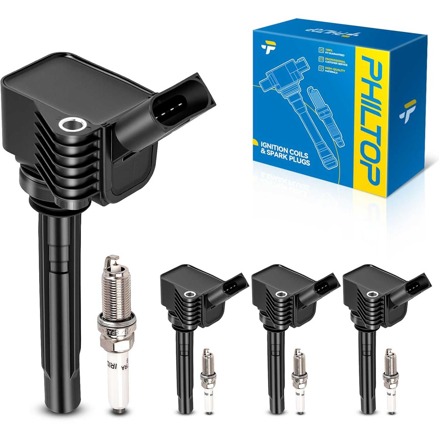 Ignition Coil Pack and Iridium Spark Plugs Fits for Audi 2018-2020 Q5, Volkswagen 2014-2018 Jetta 2.0T/1.8T