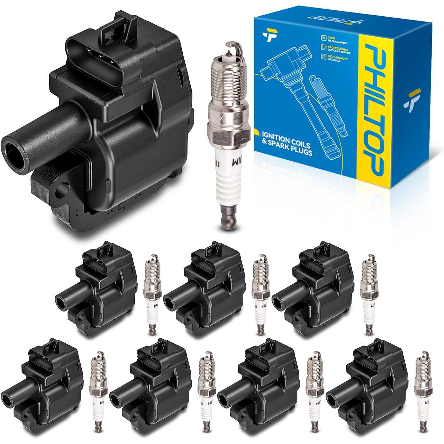 Ignition Coil Pack and Iridium Spark Plugs Fits for Chevrolet 1997-2004 Corvette, 1998-2002 Camaro 5.7L